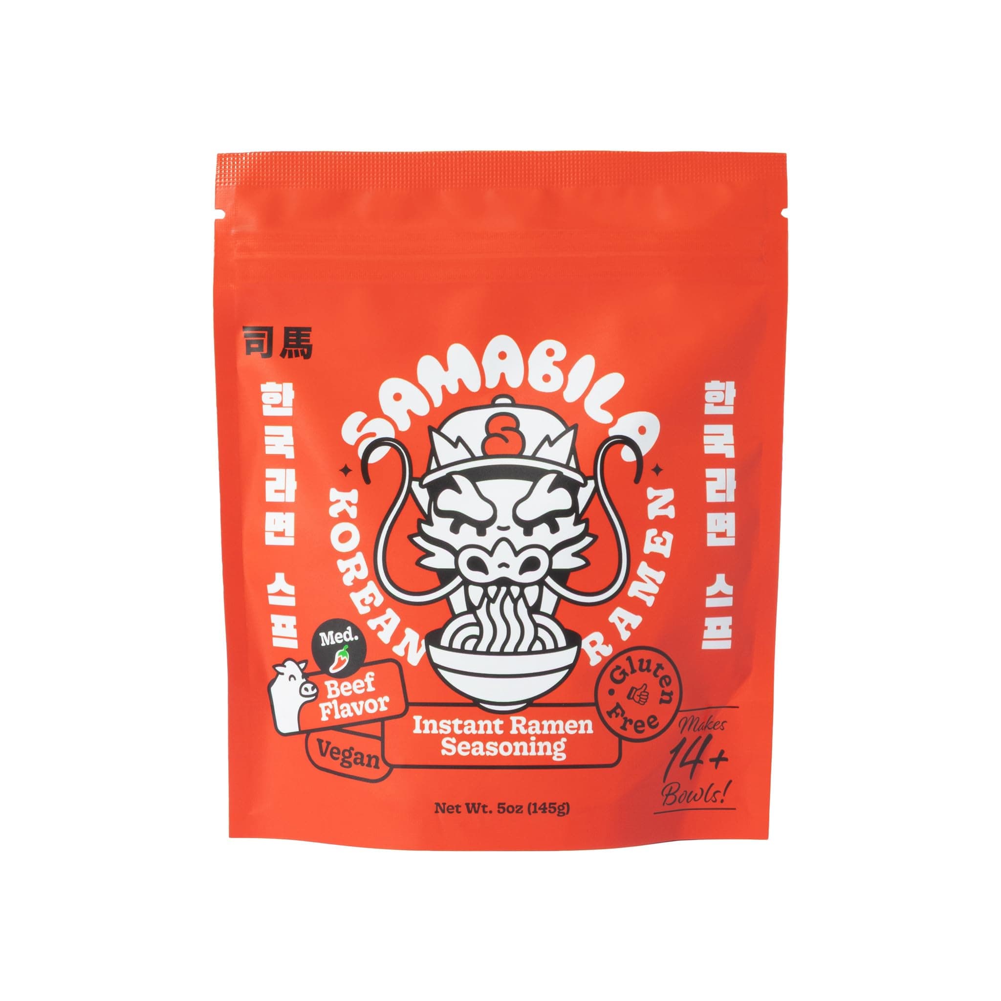 SAMABILA Korean Beef Instant Ramen Seasoning Powder - Gluten Free - Vegan - Medium Spicy - Premium Soup Powder - 5 oz