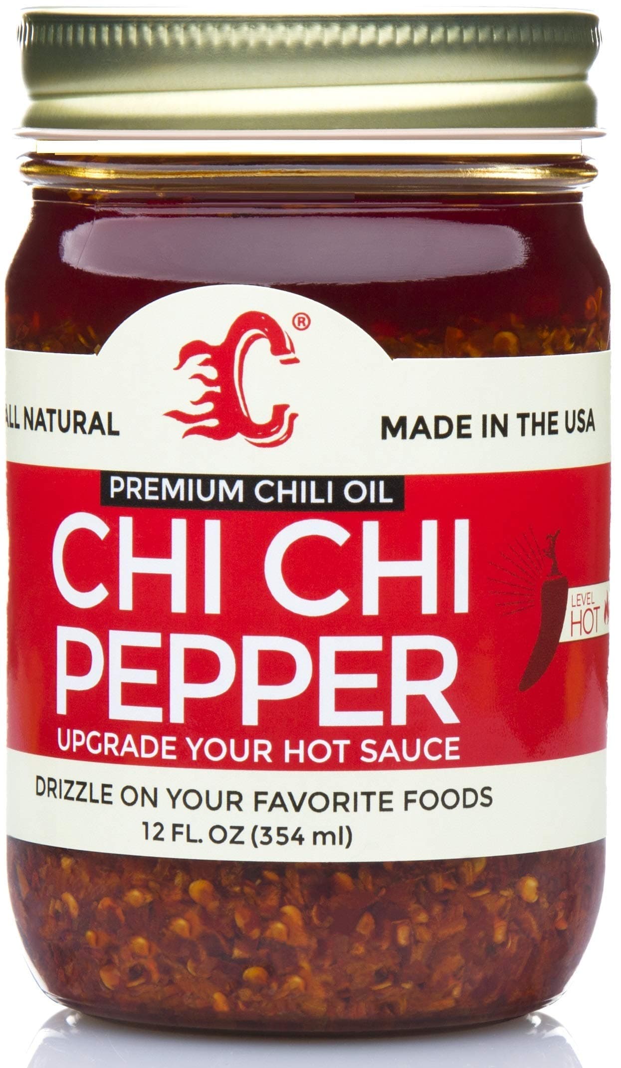 Chi Chi Pepper - (Extra Spicy) Hot Premium Chili Crisp Sauce with Olive Oil and Crunchy Garlic (Large 12 OZ) Versatile Condiment Vegan & Keto Friendly All Natural Made in USA