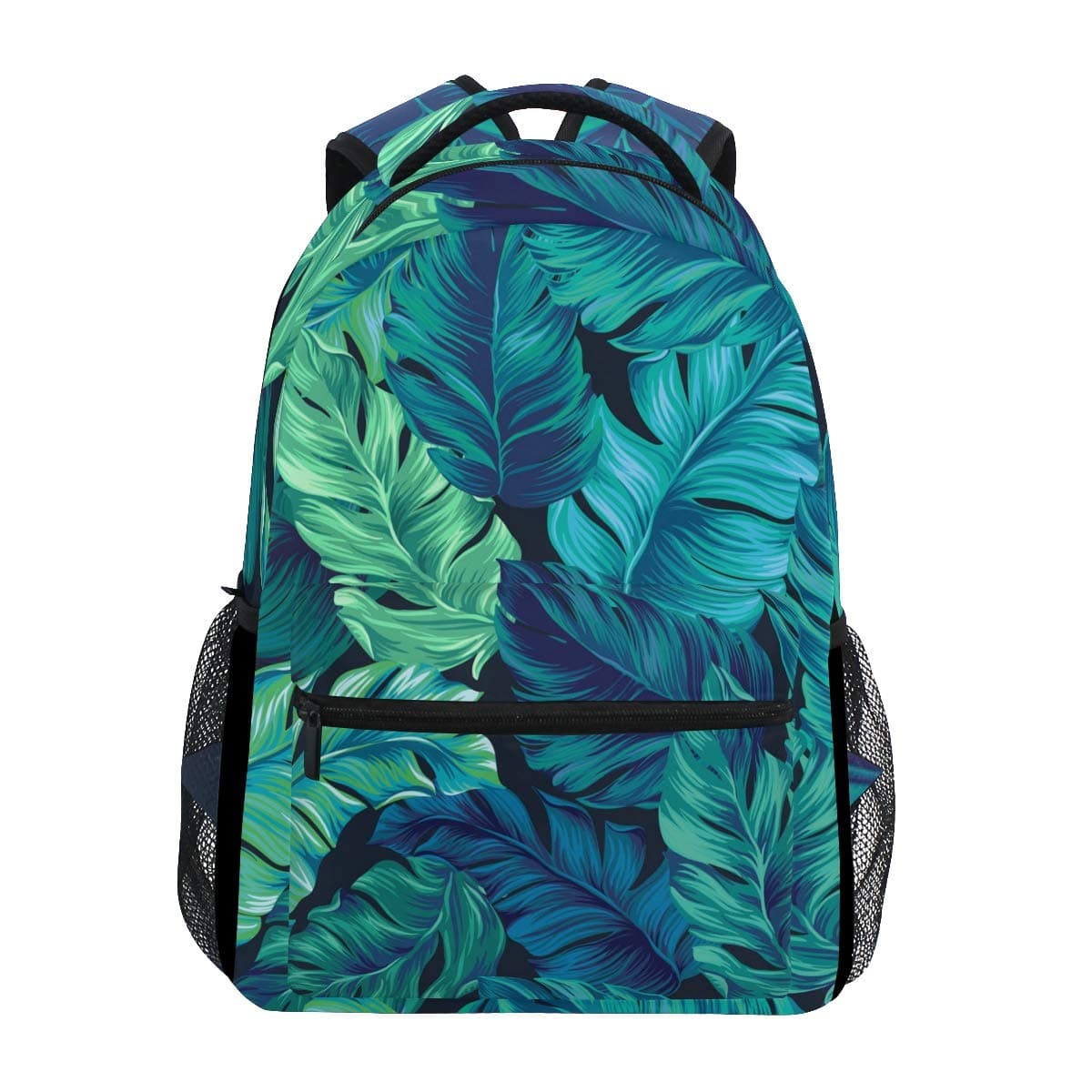 Fender Turquoise Green Tropical Palm Leaves Waterproof School Shoulder Bag Laptop Backpack Art Design Oil Painting Jungle Gym Backpack Outdoor Travel Bag For Kids Boys Girls Women Men