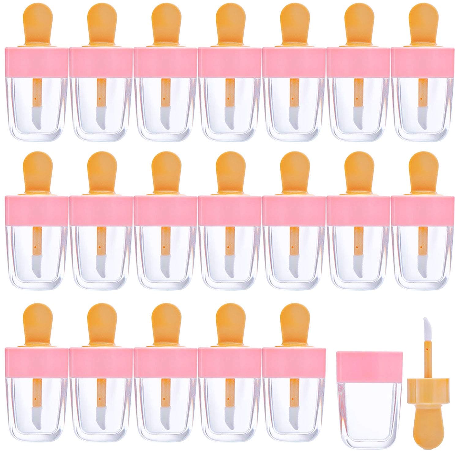 20 Pack Empty Lip Gloss Containers Pink Ice Cream Shaped Lip Gloss Tubes Refillable Lip Balm Tube Bottles for DIY Cosmetics