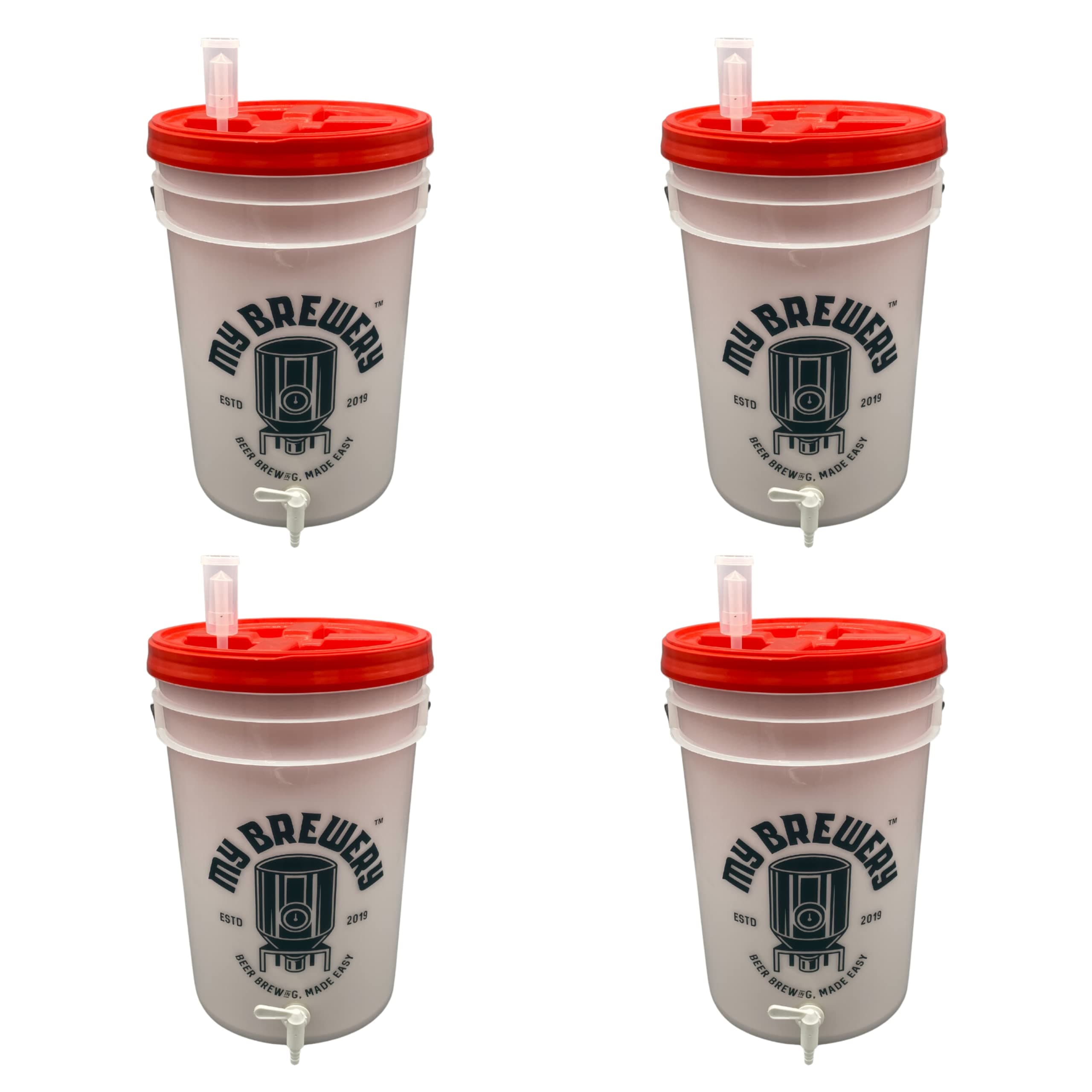 Set of 4 nos Fermentation Bucket 6.5 Gallon (25 Litres) for Craft Beer Fermentation, Wine making, Kimchi fermentation, Cold Brew Coffee etc brew bucket, pail fermenter