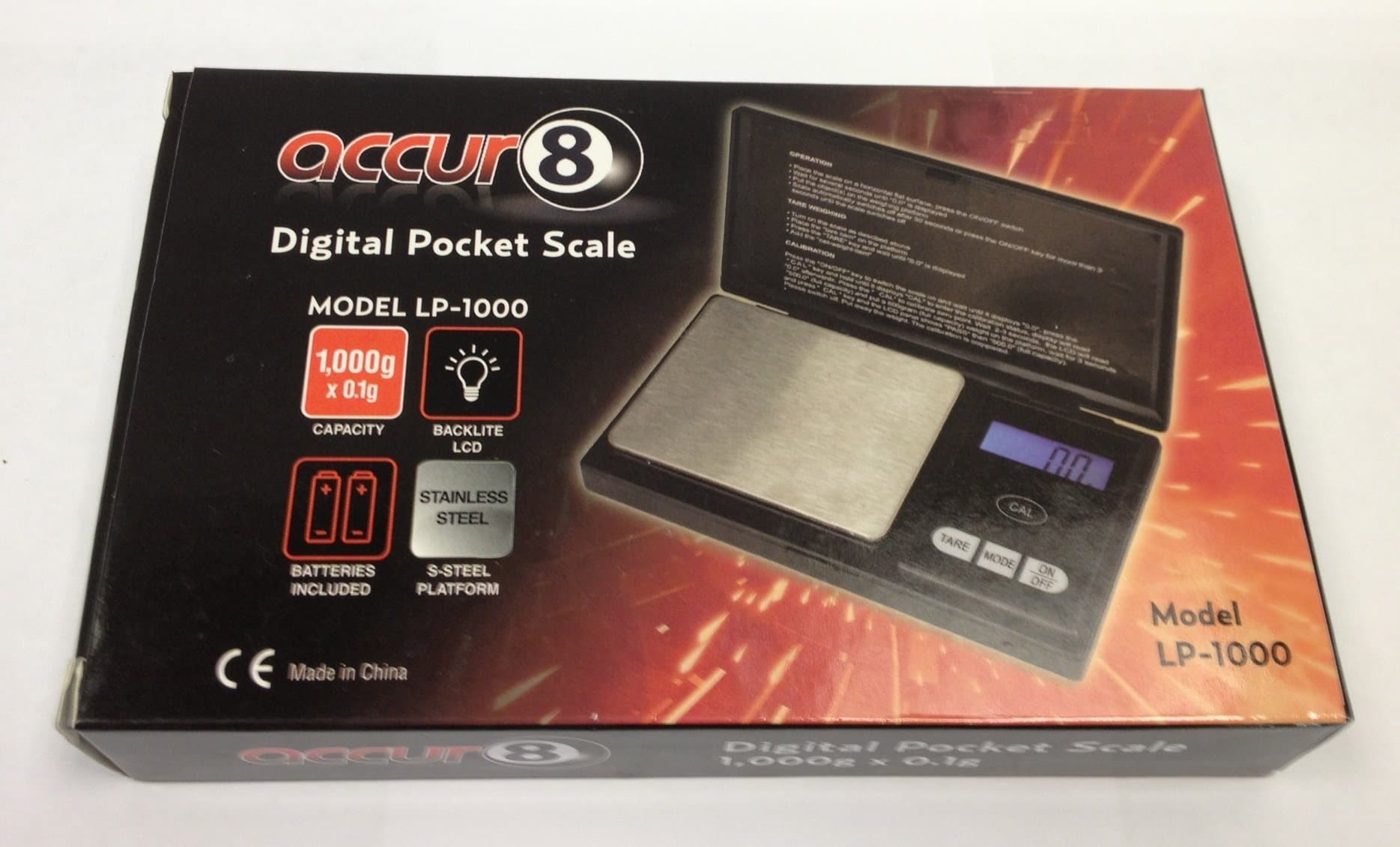 Accur8 Digital Pocket Scale 1000 Grams X 0.1 Grams