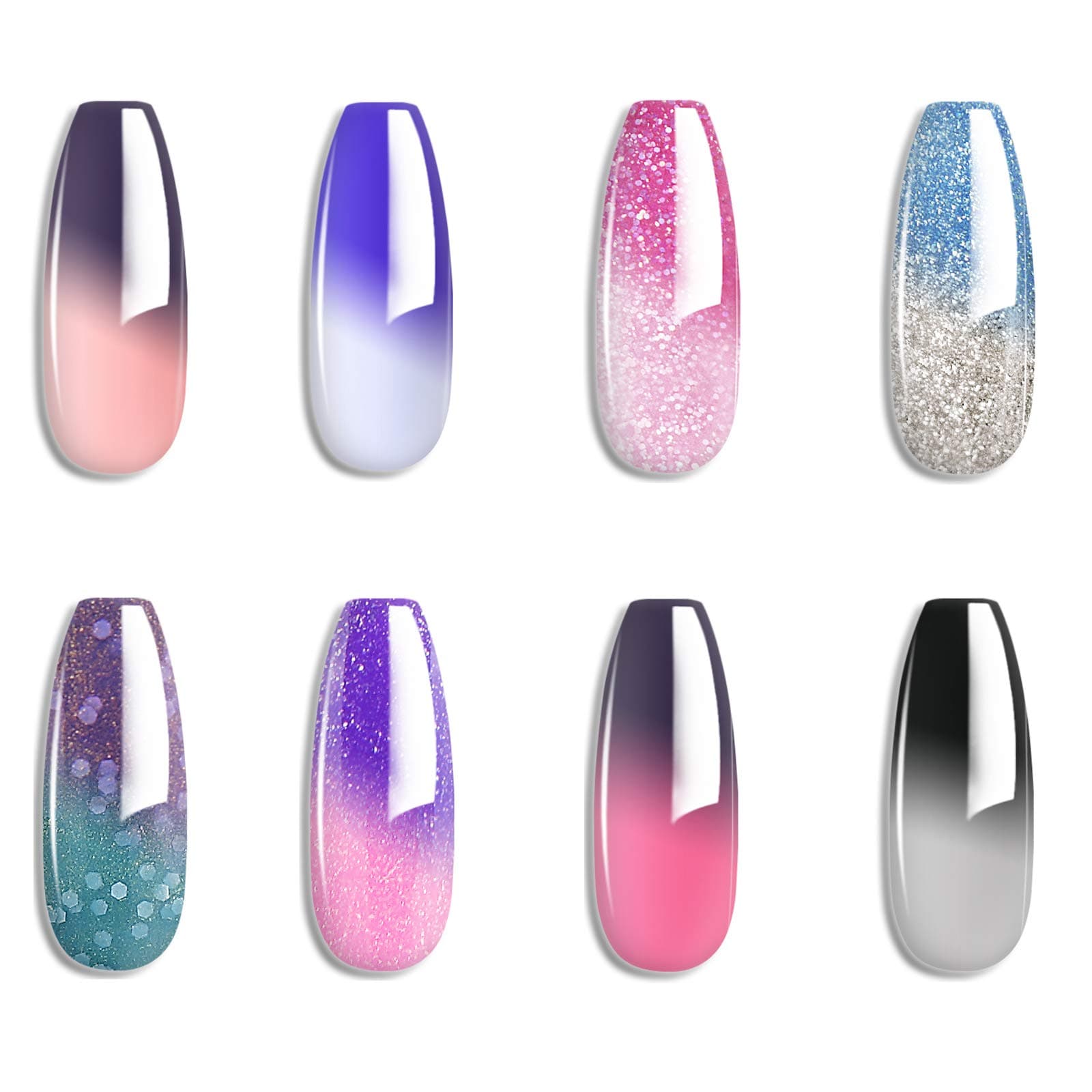 Chameleon Gel Nail Polish Kit, 8 Colour Changing UV LED Nail Varnish Set