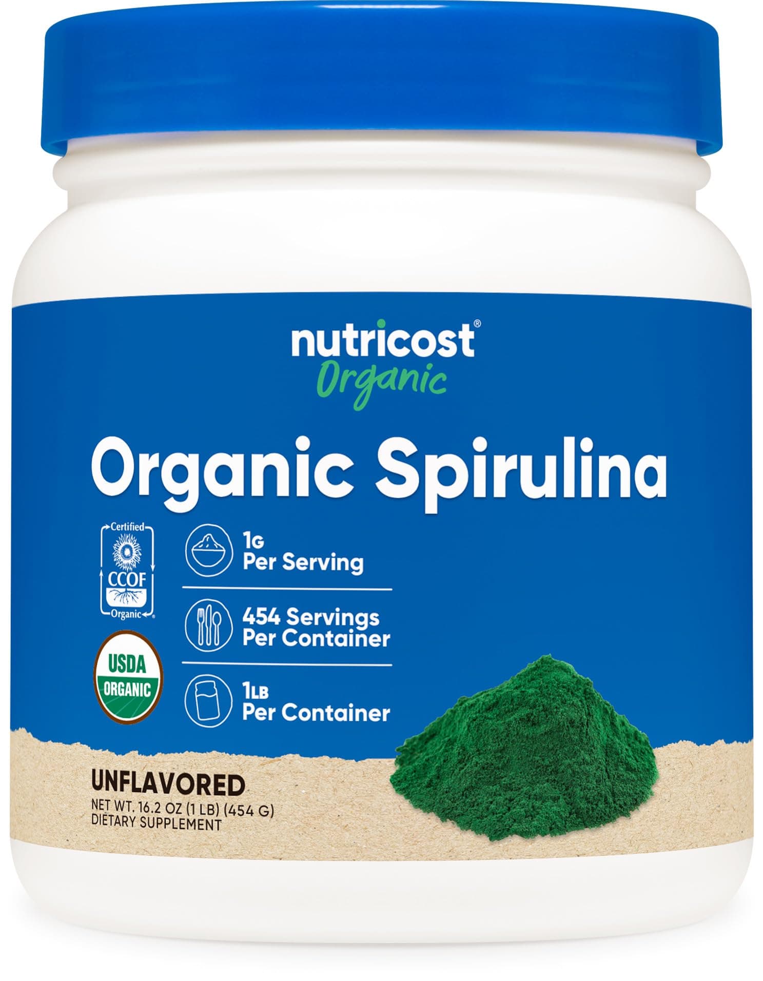 Nutricost Organic Spirulina Powder 454 Grams, 1LB - Pure, Certified Organic Spirulina