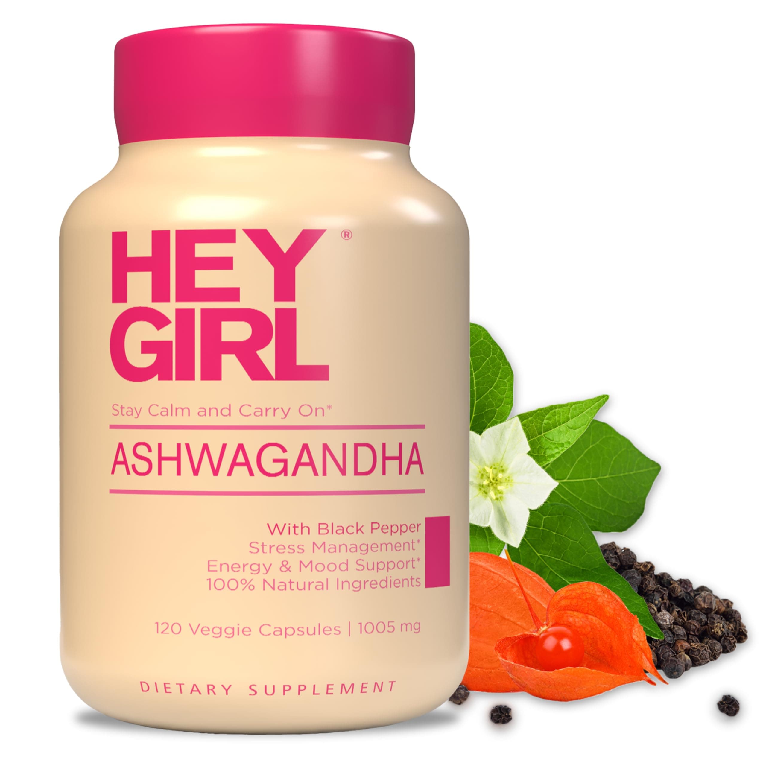 Ashwagandha Capsules 1005mg - Ashwagandha Powder with Organic Black Pepper | 120 Pills Pure Ashwagandha Powder and Root Extract | Natural Mood & Stress Support, Energy, Focus, Thyroid Ashwaganda