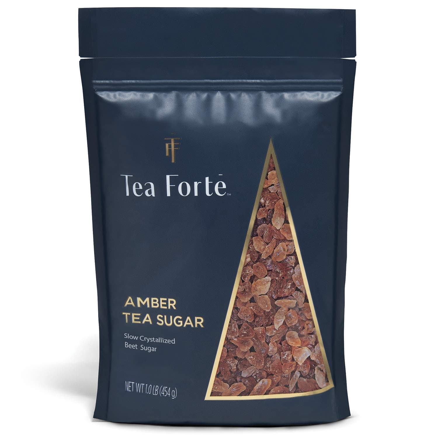 Tea Forte Natural Amber Hue Beet Rock Sugar Crystals for Tea and Coffee, Dissolves Quickly, Vegan and Non-GMO, Resealable 1 Pound Bag