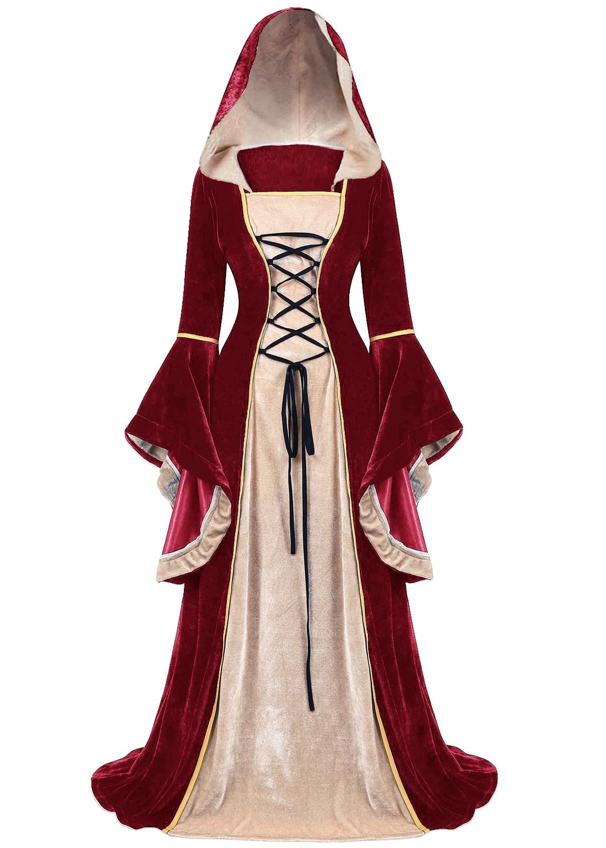 Vampire Cute Halloween Costume for Woman Renaissance Medieval Evil Queen Dress Women's Black Witch Costumes Cosplay Apparel. (Wine Red, X-Large)