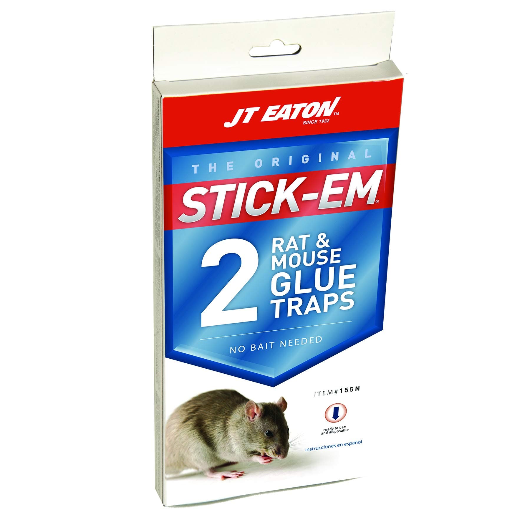 J T Eaton JT 155N Stick-Em Rat and Mouse Size Glue Trap, 2-Pack, Multi, 2