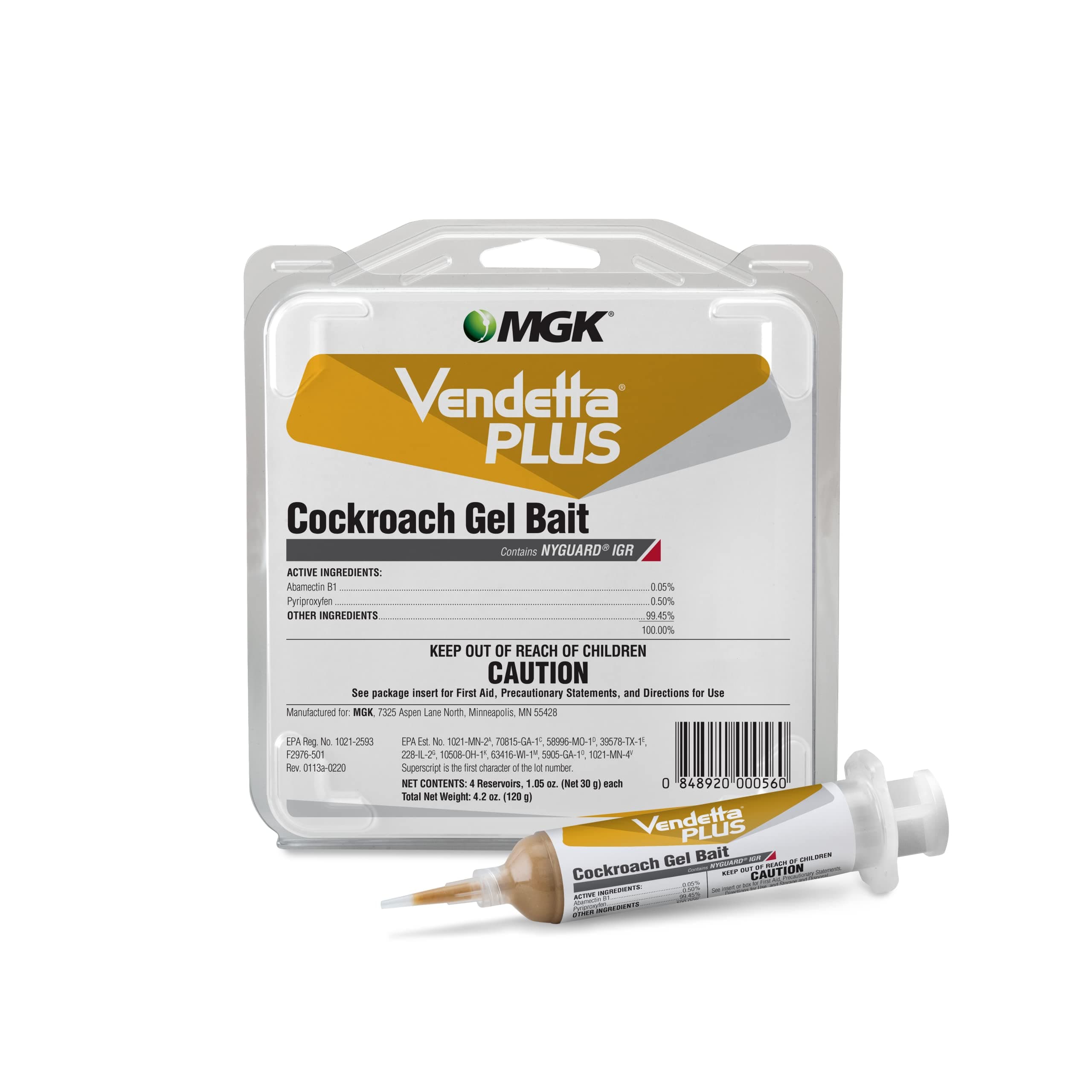 Vendetta® Plus Cockroach Gel Bait | Odorless German Roach Killer That Fits Standard Bait Guns | German Cockroach Killer | Indoor Home, Commercial, Industrial Use | 4 x 30 Gram Tubes