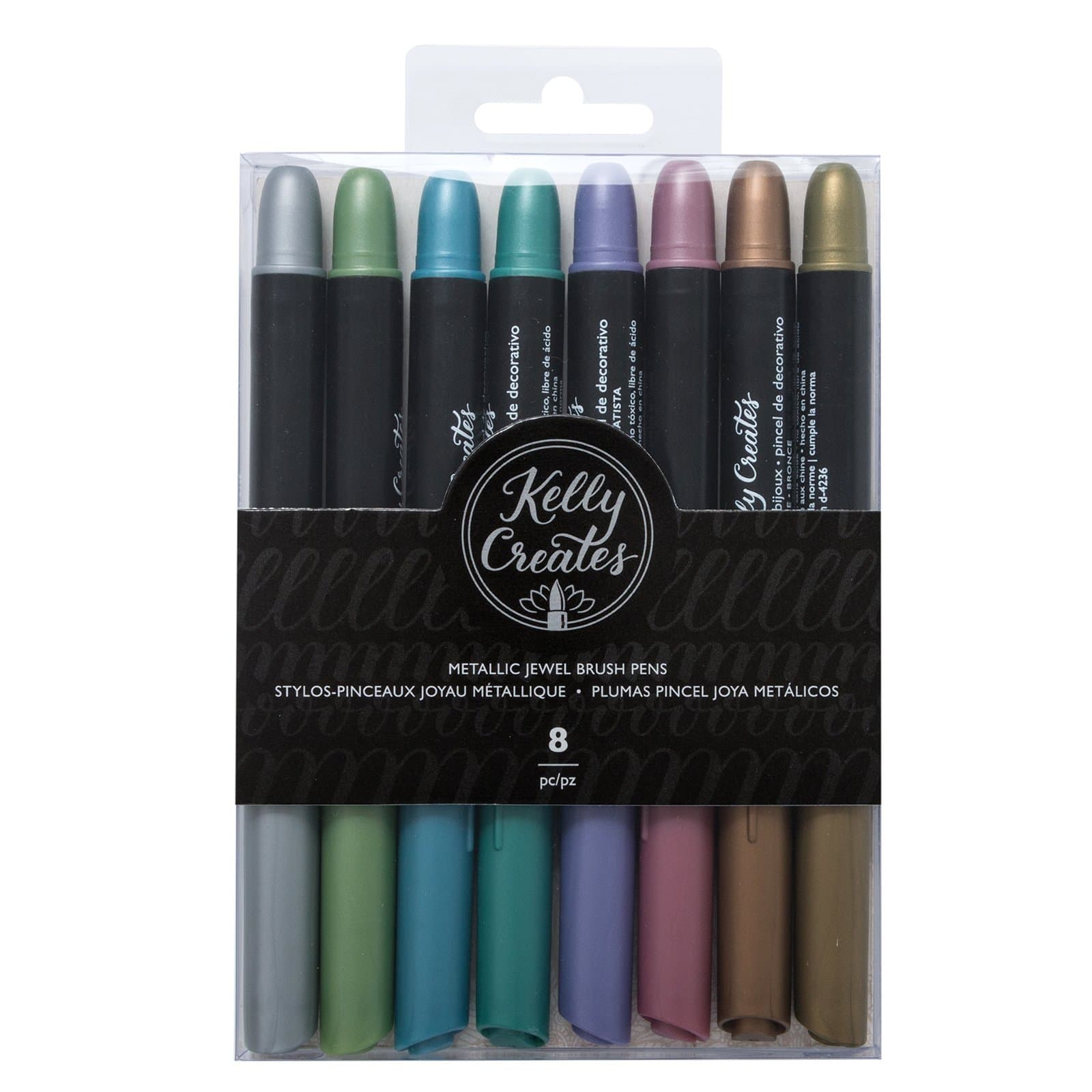 Kelly Creates Metallic Jewel Brush Pens, 8 Pack