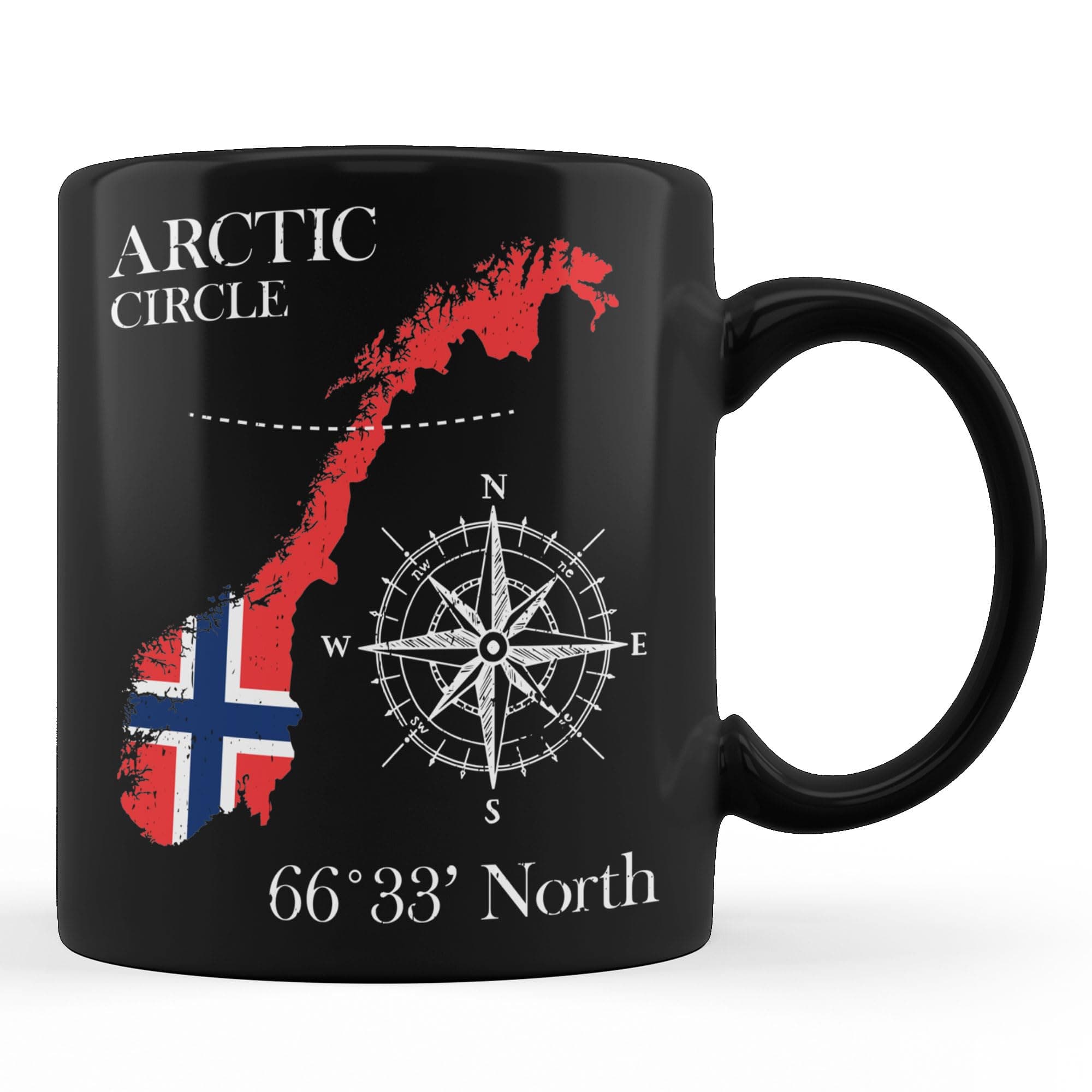 Coffee Mug Norway Arctic Circle -North Norge Norwegian Flag Black Tea Cup Safe Ceramic Cup Coloured Work Mug for Teacher Anyone Office 330ML