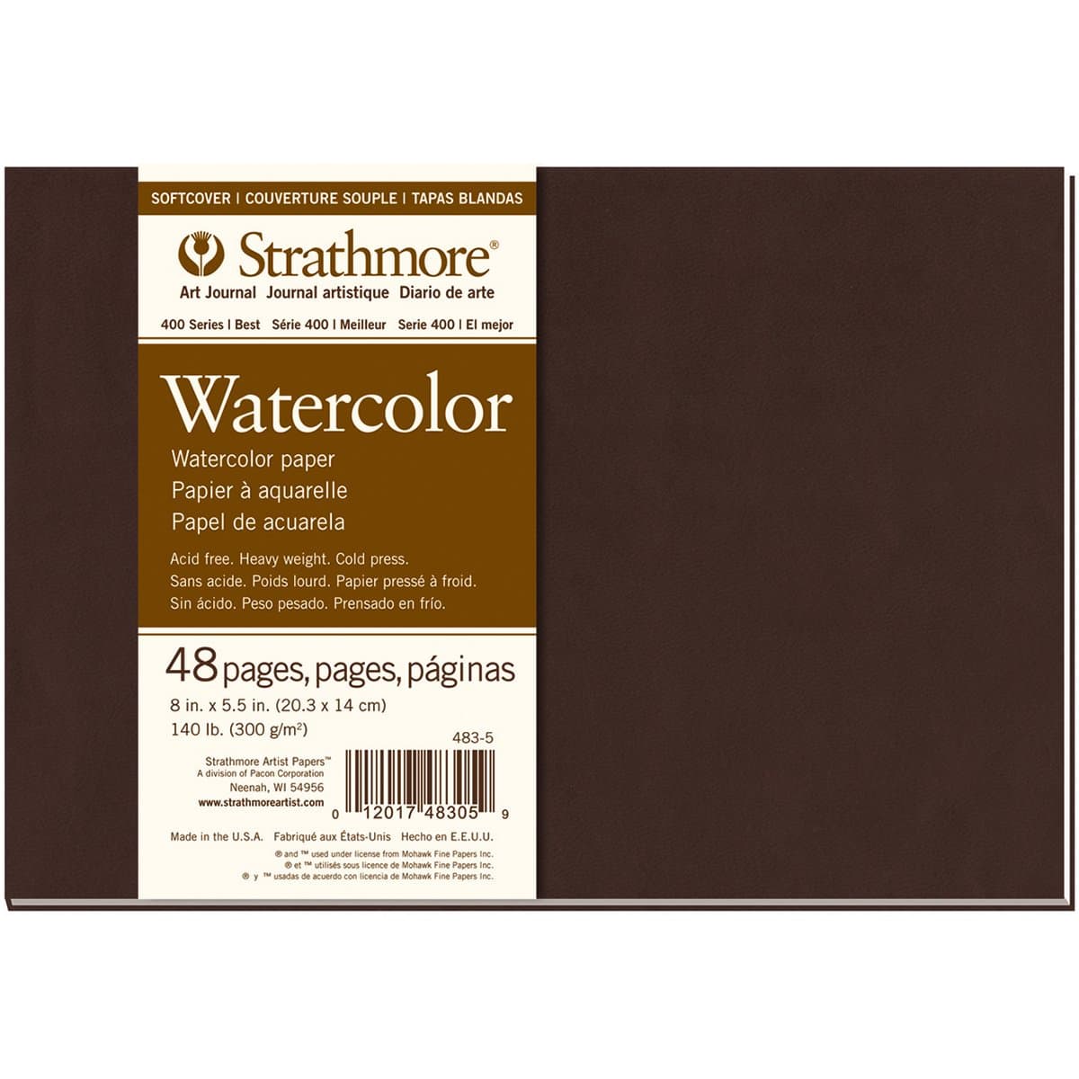 Strathmore 483-5 Softcover Watercolor Art Journal, 48 Count (Pack of 1), White, 24 Sheets