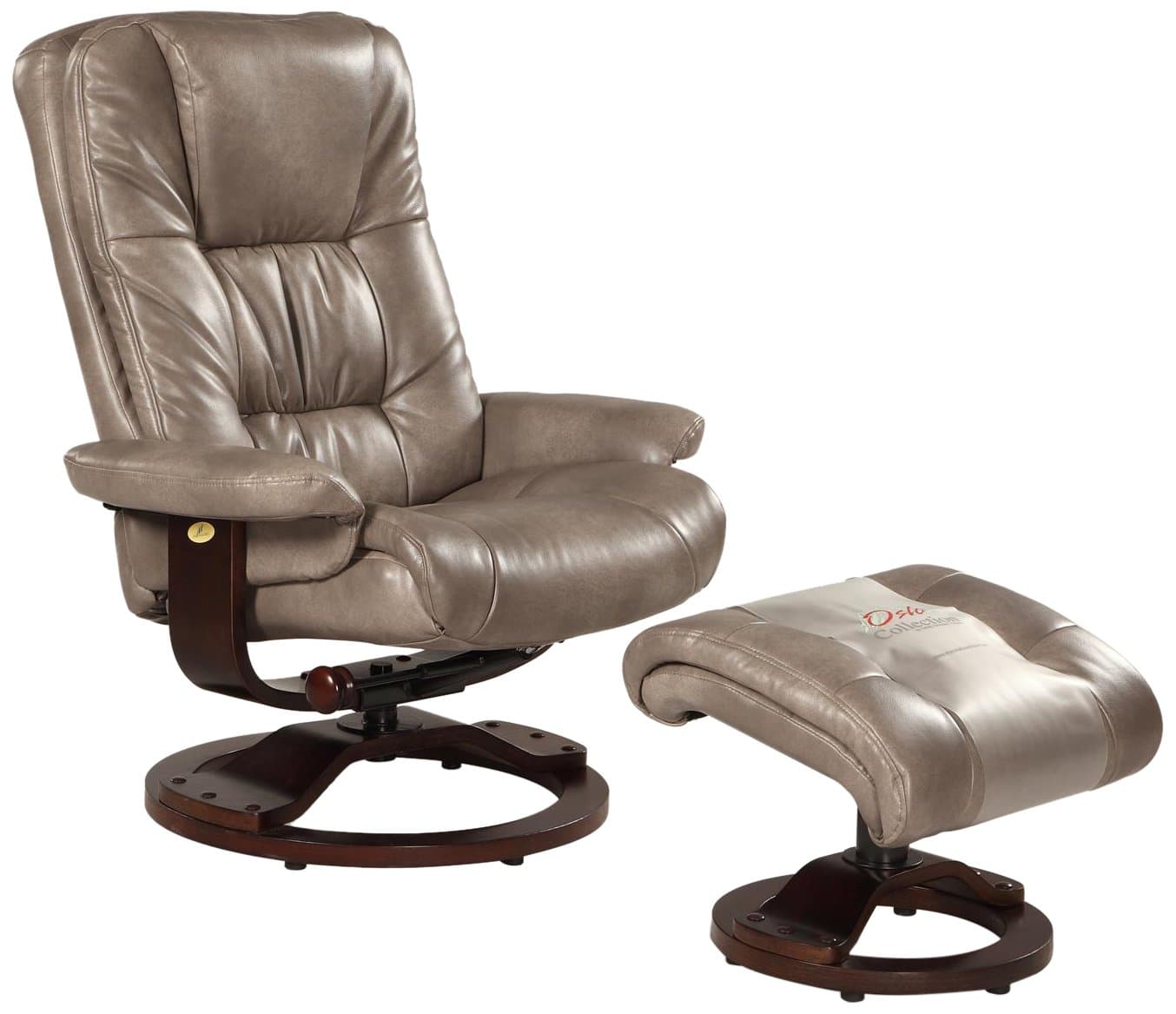 Casa-814-625 Bonded Leather Swivel Recliner with Ottoman, Gun Metal