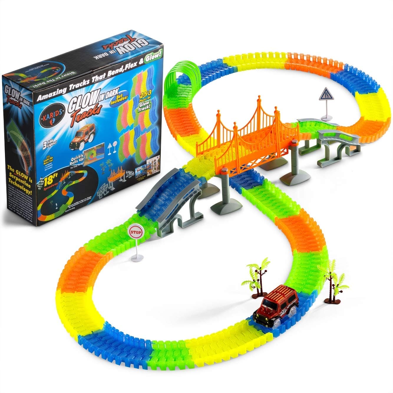 Battery Operated LED Race Track Car Set-Kids Boys toys 2 3 4 5 6 7 8 9 10 11 12 year old