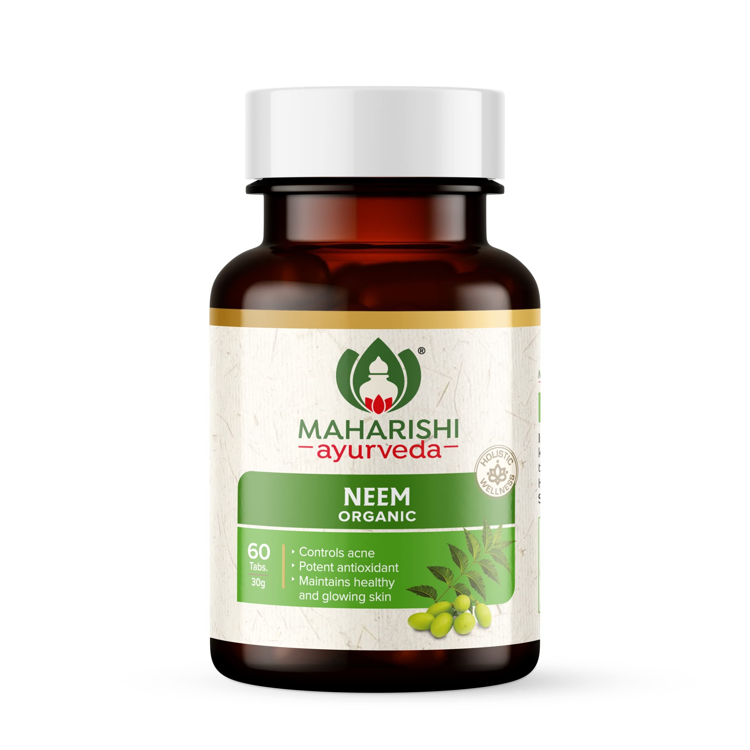 Organic Neem Tablets 500 MG | Improves Skin Health | Supports Detoxification| 100% Organic & Safe | 60 Tabs (Pack of 1)