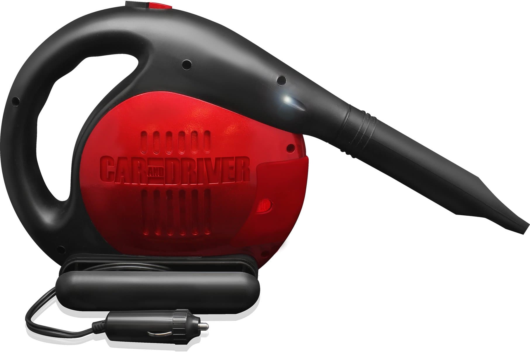 Car and Driver Redline Portable Car Vacuum with LED Lights and Brush Attachments, Red
