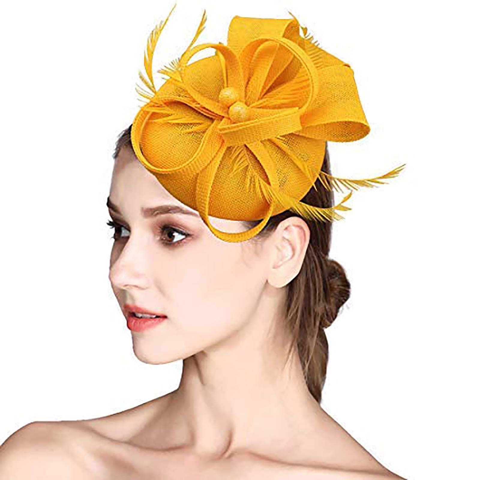 HOLDOOR Fascinator Sinamay Feather Fascinators Hat for Women Pillbox Hat Tea Party Kentucky Derby Cocktail Royal Banquet Hats Hair Clip