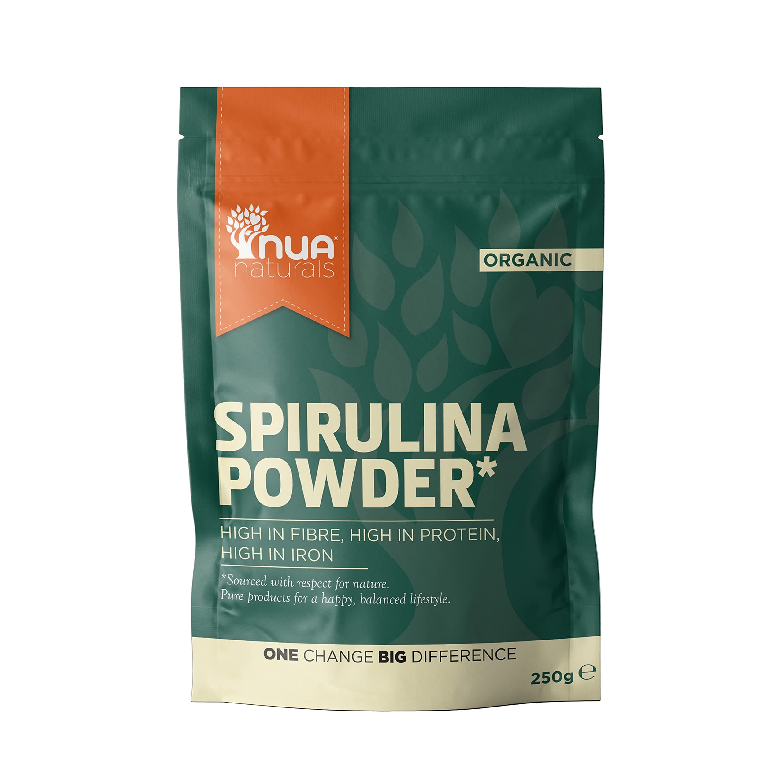 NUA Naturals Organic Spirulina Powder, 250g. Natural Source of Plant Based Protein, Fibre, Magnesium, Vitamin B12 and Iron