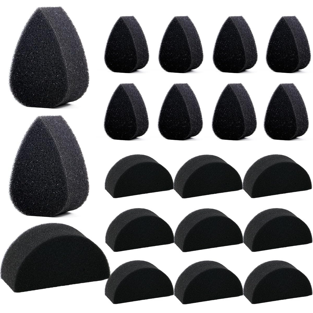 Bowitzki Face Paint Sponges Face Painting Black Sponges Petals High Density for Art Work and Body Paint Halloween Christmas Festival (10 Petals + 10 Half Moon)