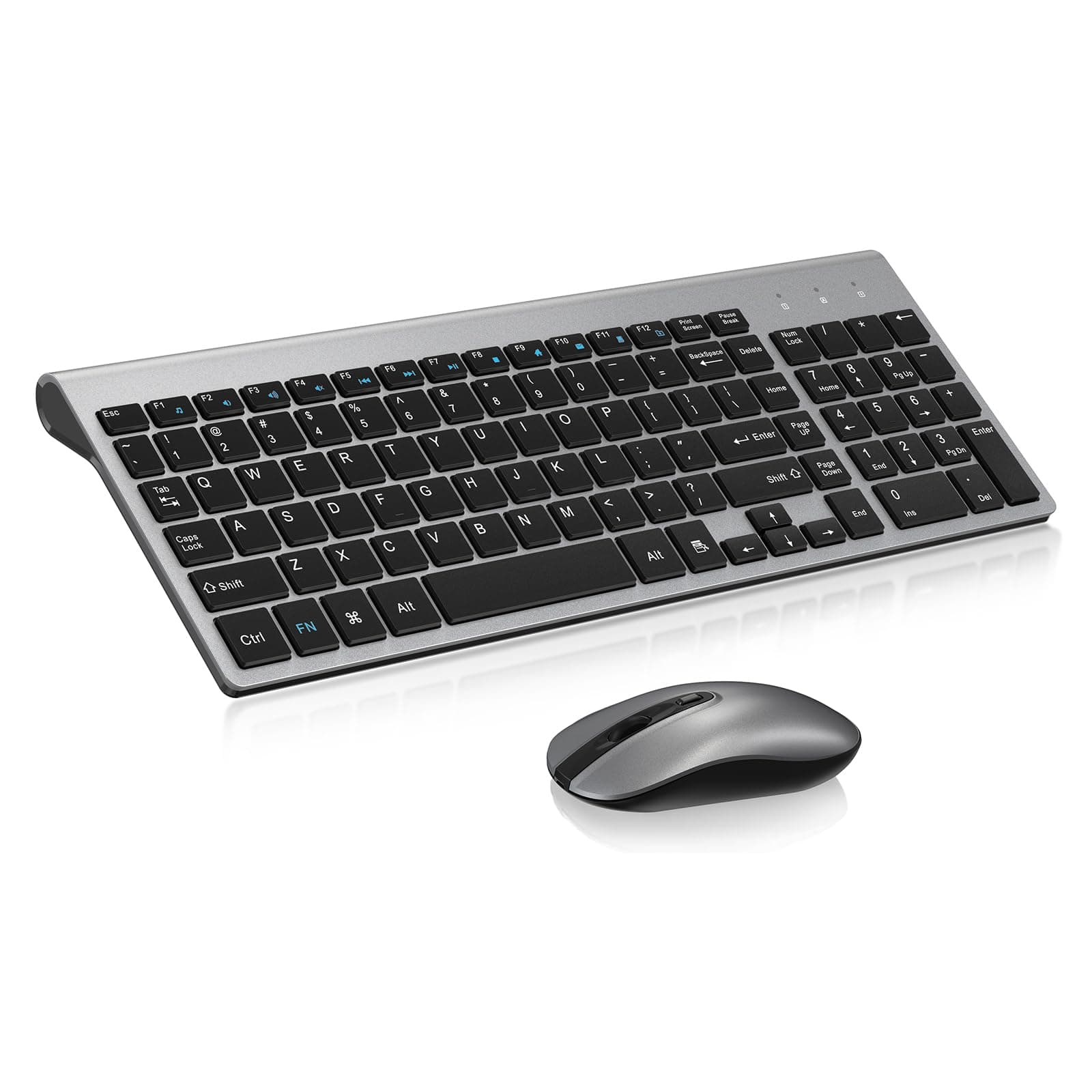 cimetech Keyboard Mouse Combo, 2.4G Ultra-Thin Sleek Design, USB Compact Full Size Wireless Keyboard and Mouse for Windows, Computer, Desktop, PC, Notebook - Grey