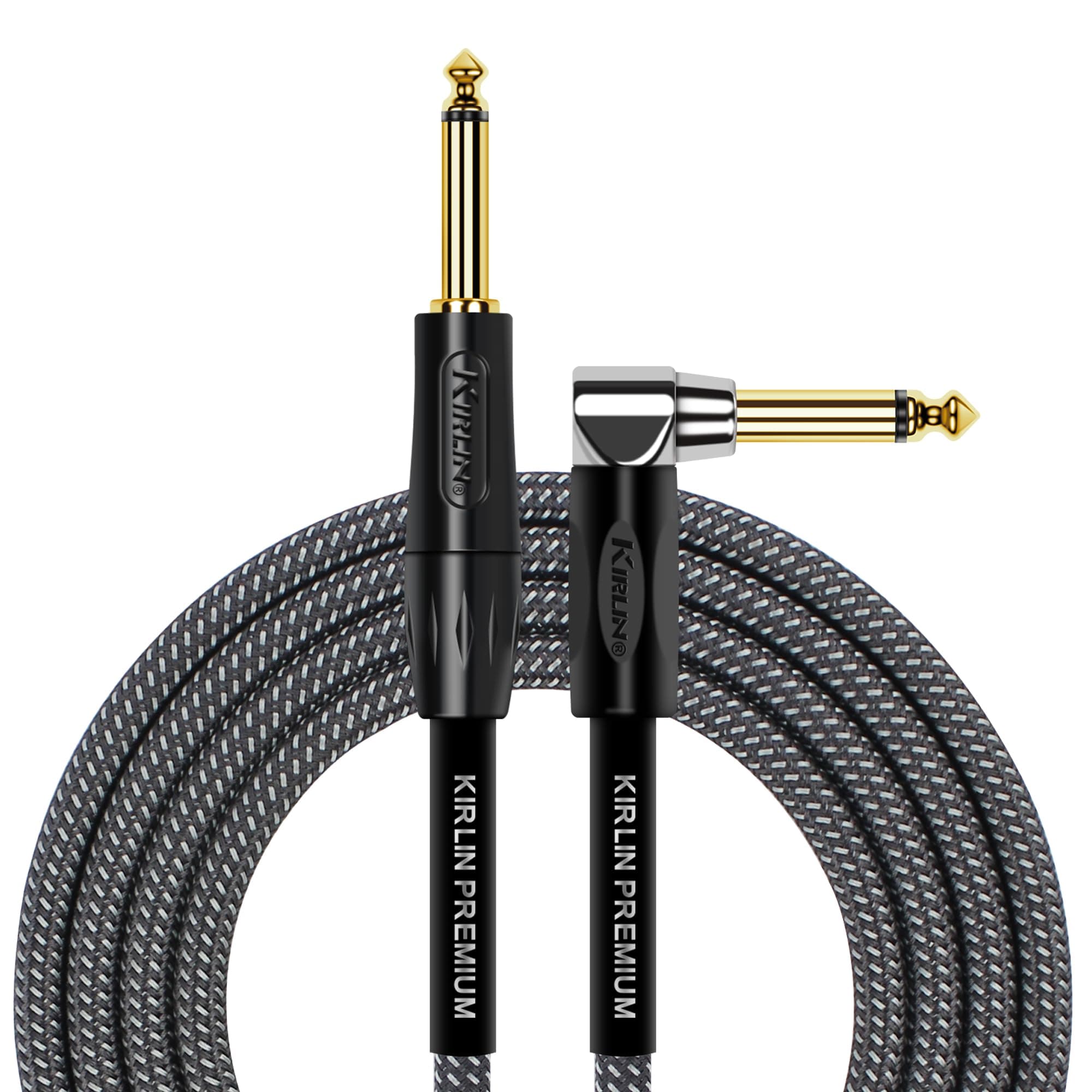 KIRLIN Cable IWB-202BFGL-10/CA 10-Feet Premium Plus Instrument Cable, Carbon Gray Woven Jacket