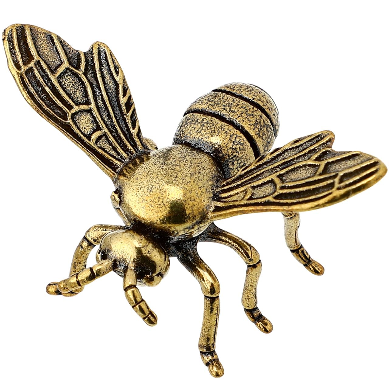 Brass Bee Decor - Solid Brass Bee Figurine Vintage Gold Bumblebee Ornament Small Animal Collectible Statue for Home Decor Tabletop Shelf Mantel