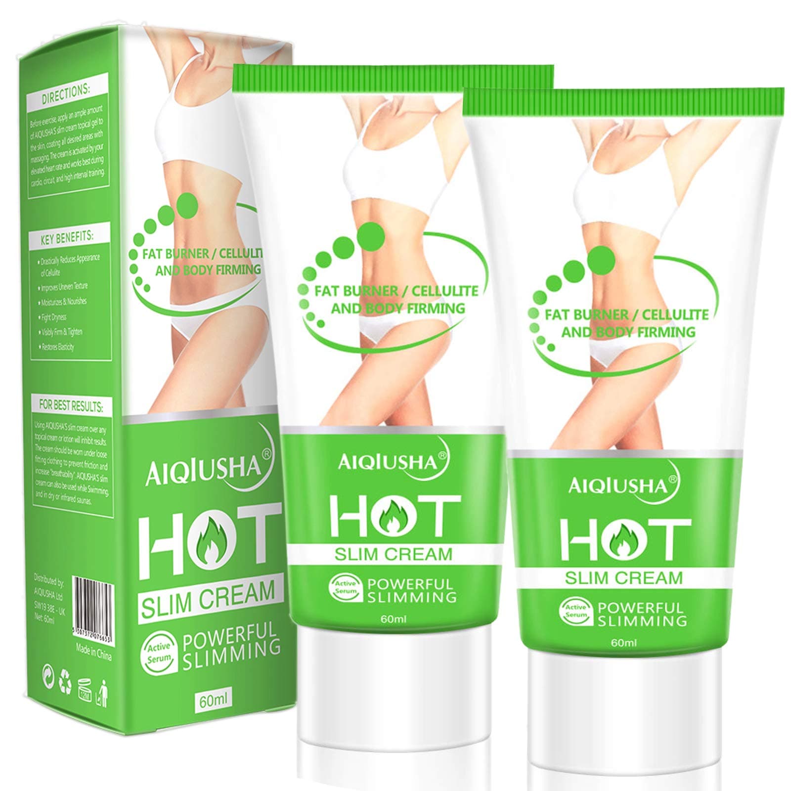 AIQIUSHA Hot Cream 2 Pack, Cellulite Slimming & Firming Cream, Body Fat Burning Massage Gel for Shaping Waist, Abdomen and Buttocks