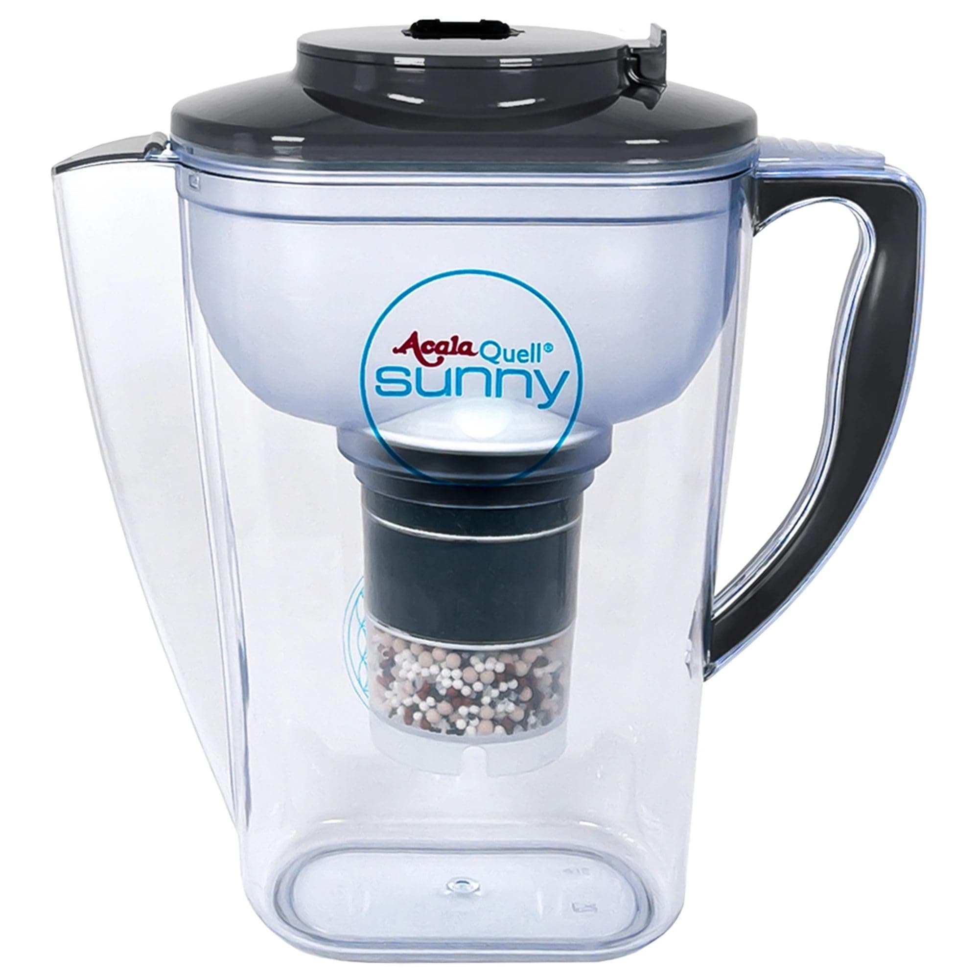 Water Filter AcalaQuell Sunny | Anthracite | Water Filter Jug with extra good handle | Highest Filtration Performance | Multi-Layered Filter Cartridge | Creates delicious-tasting, healthy water