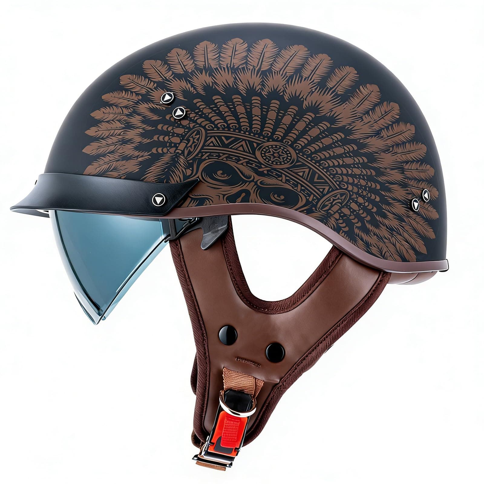 VCOROS Motorcycle Half Helmet Sun Visor Quick Release Buckle DOT Approved Half Face Helmets for Men Women