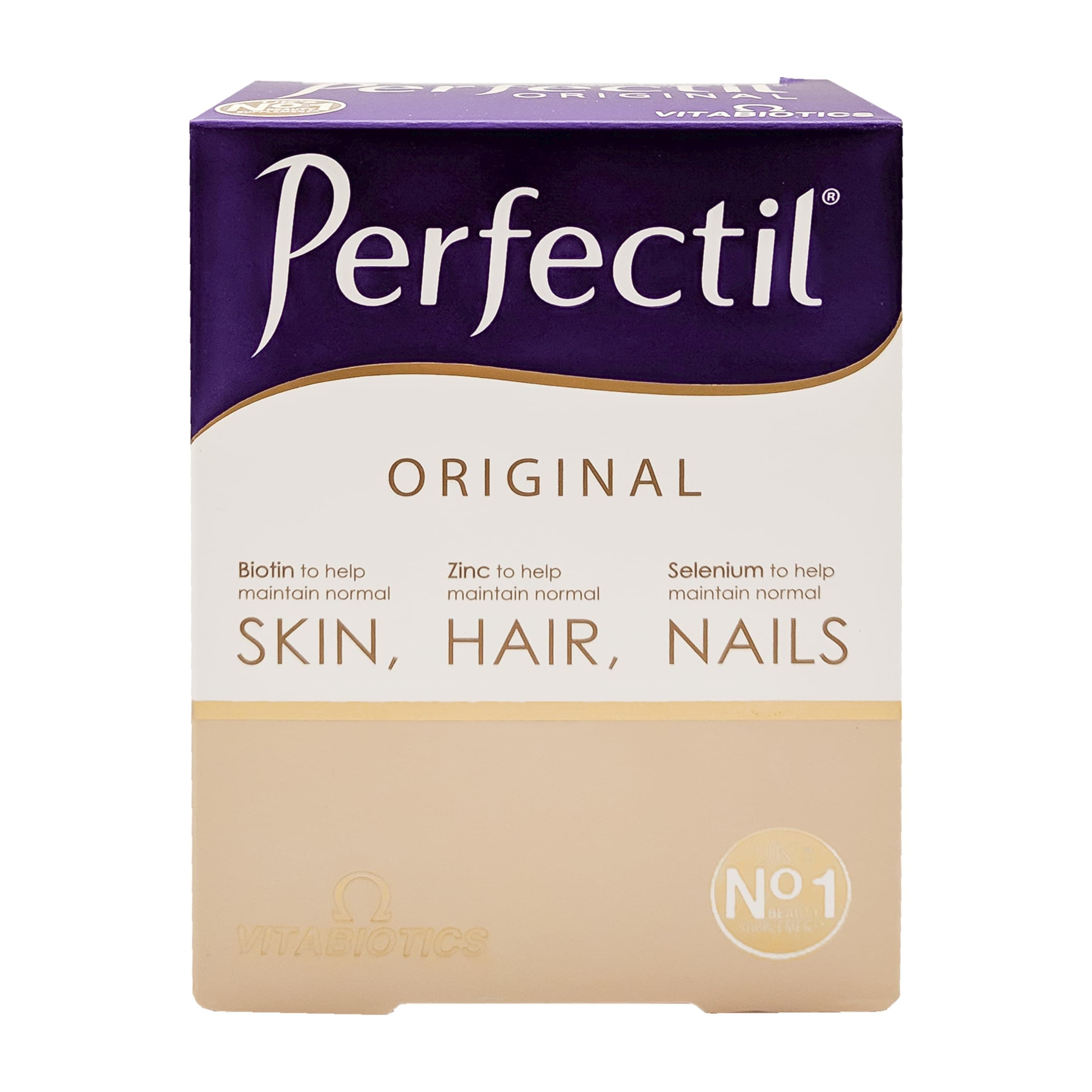 Perfectil Original 30 Tablets | Triple Active Support for Hair Skin and Nails | with Biotin, Zinc and Selenium | One-A-Day Formula | Unflavoured Tablets 30-Day Supply | Beauty Supplement