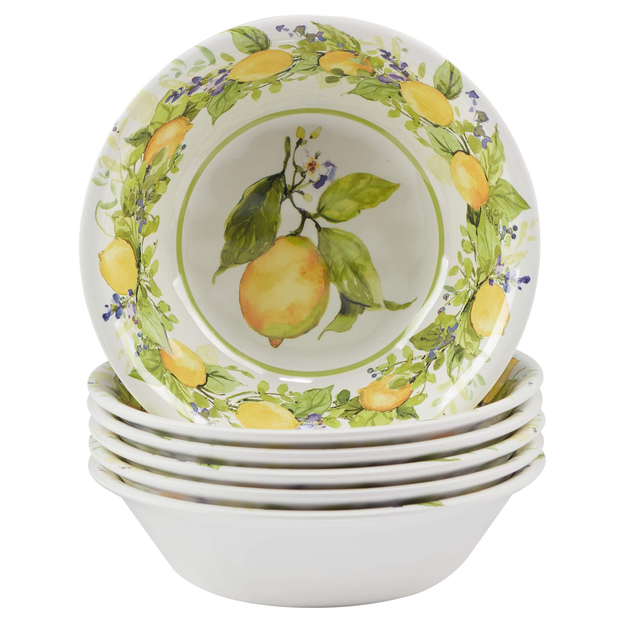 Certified InternationalLemon Zest Melamine All Purpose 7.5" Bowls, Set of 6