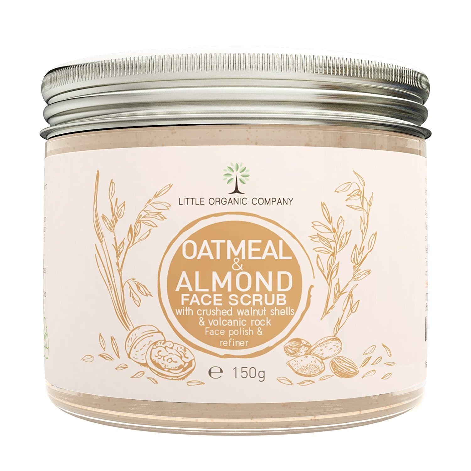 Oatmeal & Almond Face Scrub with crushed Walnut Shells – a blend of Natural & Vegan Ingredients