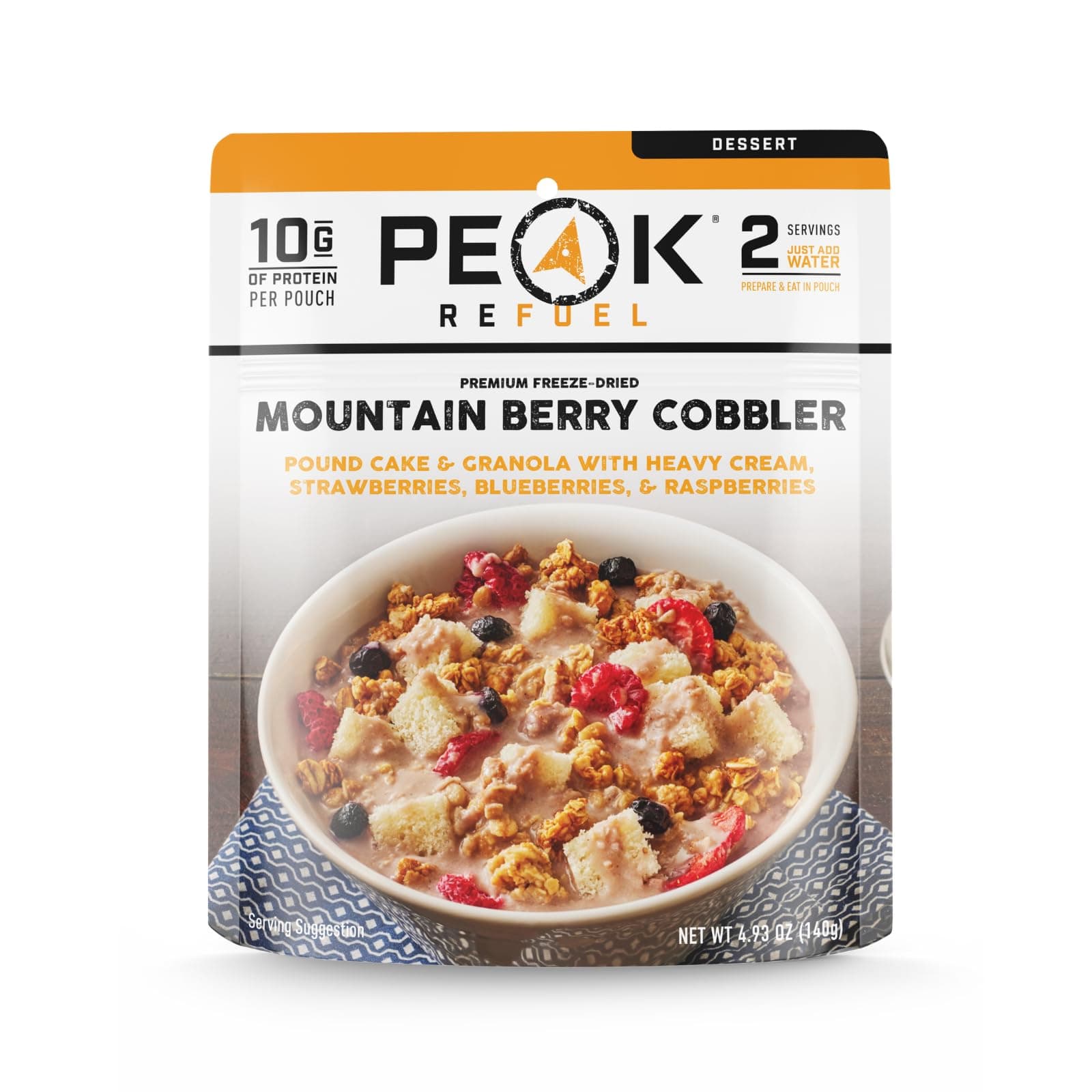 Peak Refuel Mountain Berry Cobbler | Real Ingredients | Ready in Minutes | Just Add Water | Premium Freeze Dried Backpacking & Camping Food | 2 Servings | Ideal MRE Survival Meal or Dessert