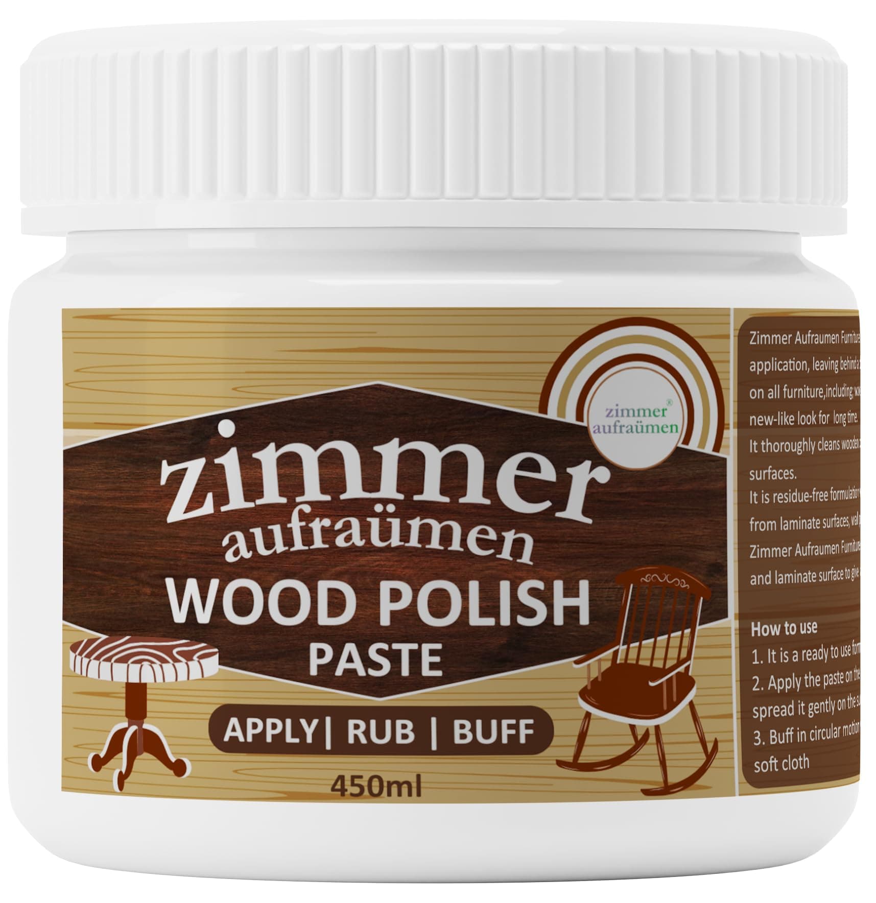 Zimmer Aufraumen WOOD POLISH PASTE 450 ml FOR FURNITURE. WOOD SHINER, FURNITURE POLISH & WOOD MAINTAINER