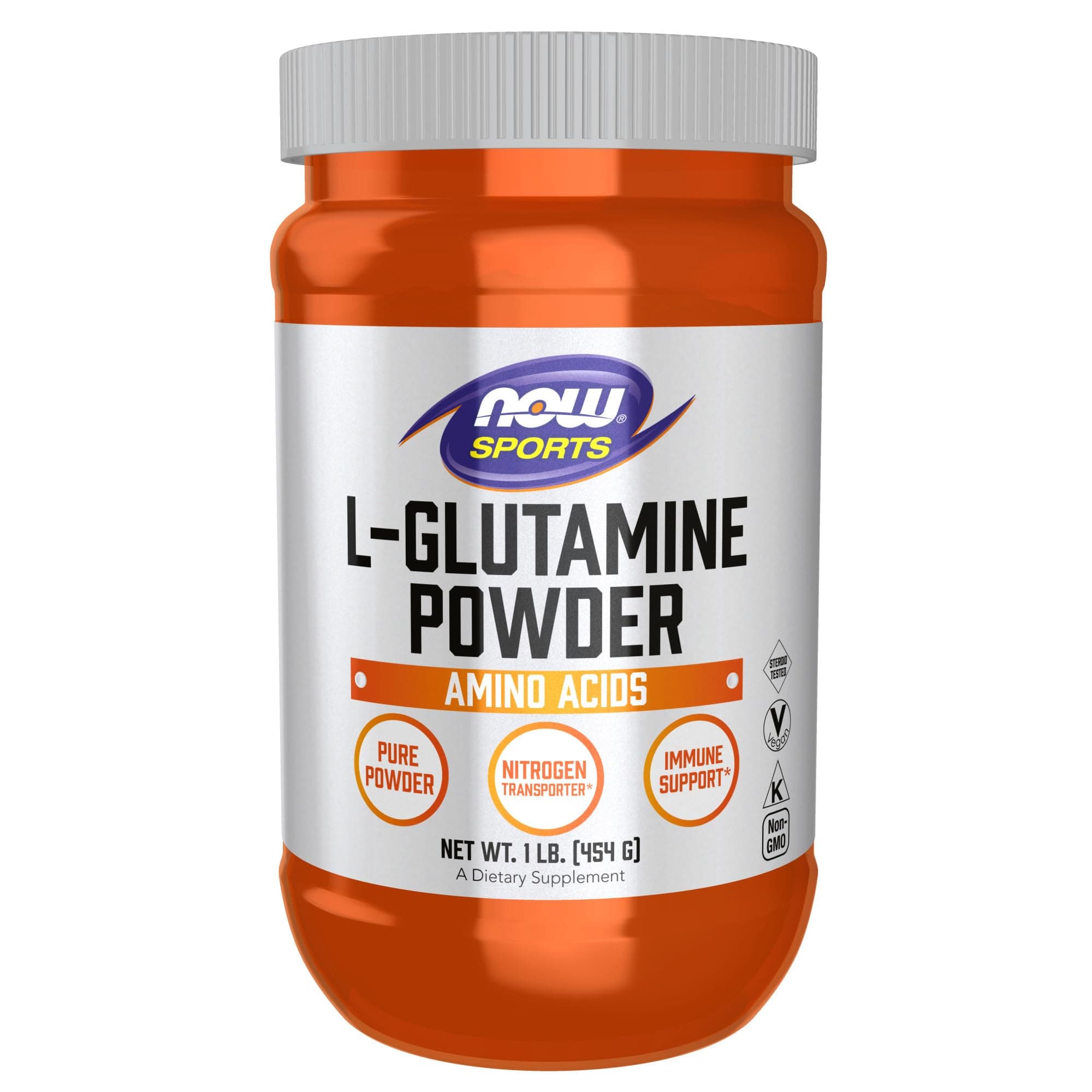 NOW Foods Sports Nutrition, L-Glutamine Pure Powder, Nitrogen Transporter*, Amino Acid, 1-Pound