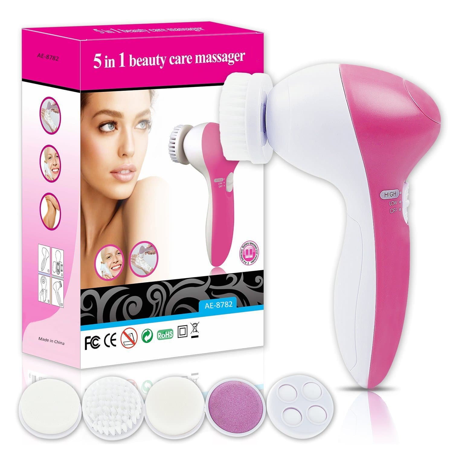 5 in 1 Multifunction Portable Electric Facial Cleansing Brush Spa Skin Care Facial Massager