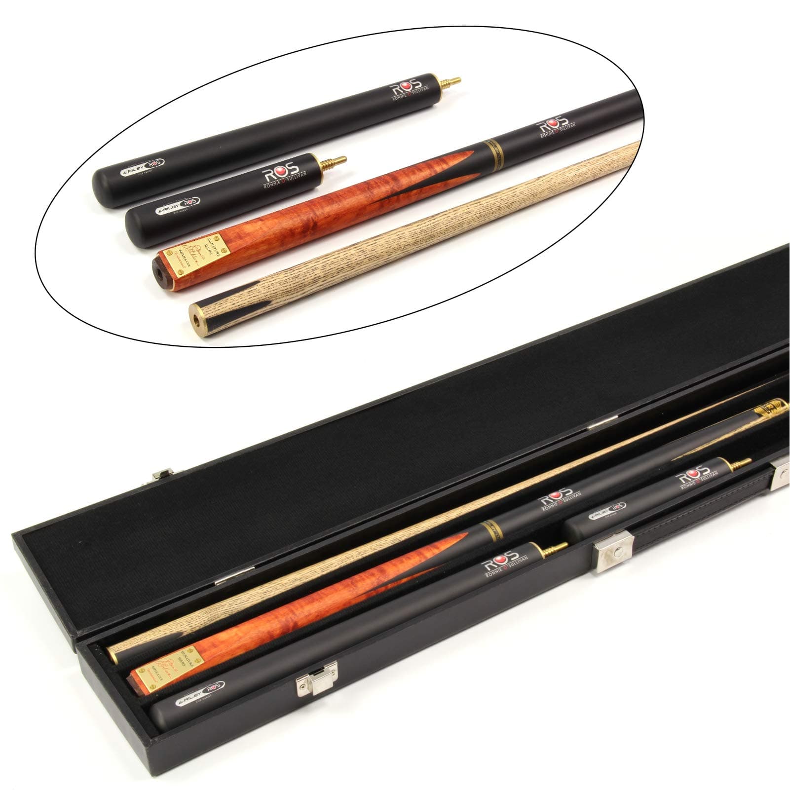 Riley RONNIE O`SULLIVAN 4pc Signature Series Snooker Cue, 2 X Ext & Hard Case