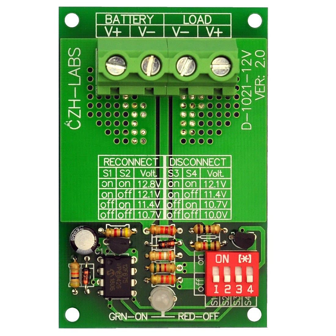 CZH-LABS Electronics-Salon Low Voltage Disconnect Module LVD, 12V 30A, Protect/Prolong Battery Life.