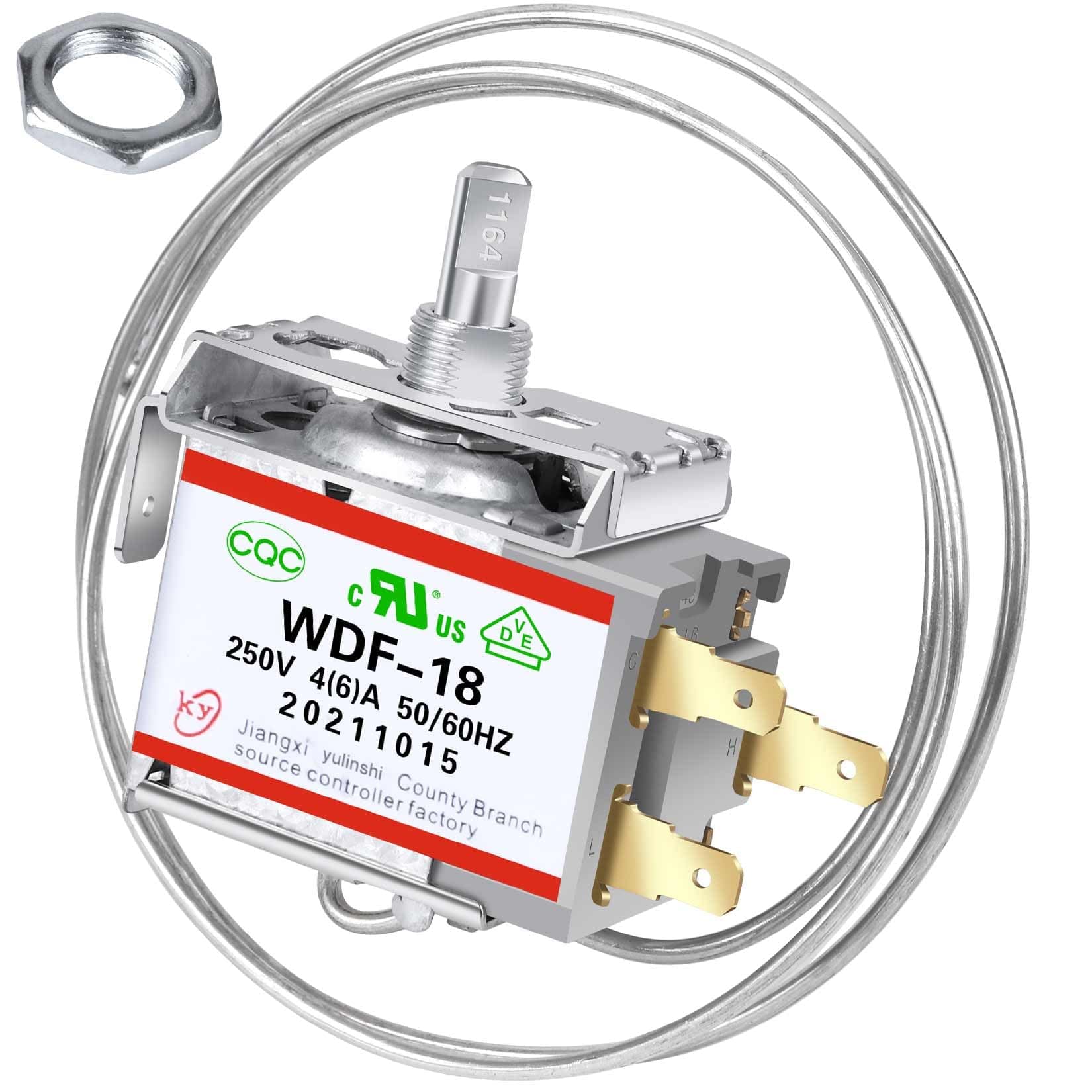 Mini Fridge Thermostat, 3 Pin Screw Mount Universal WDF-18 Refrigerator Thermostat 250V Compatible with 110V 4(6) A 50/60Hz Three Quality certifications Fridge Thermostat Controller