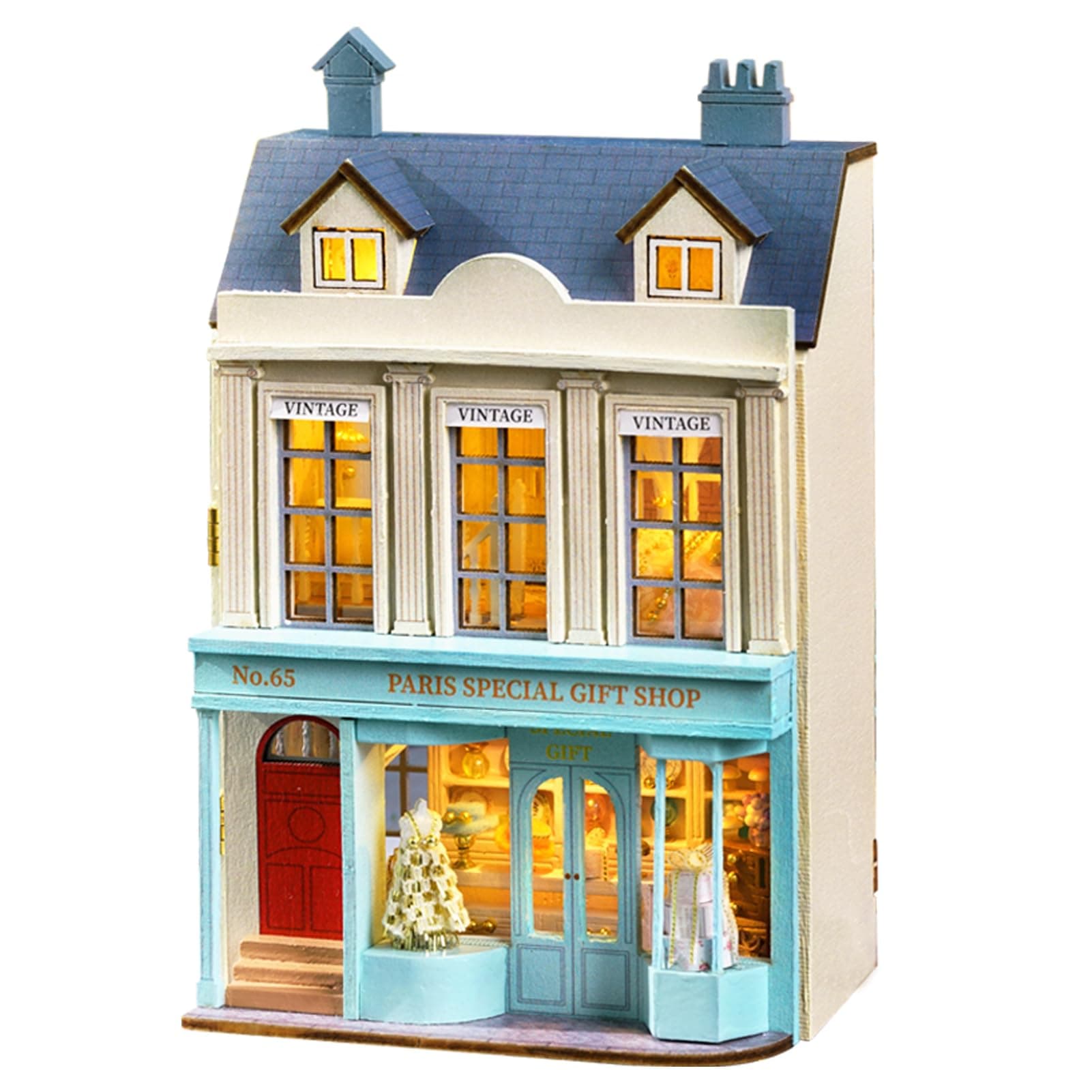 Spilay Dollhouse DIY Miniature Wooden Furniture Kit Mini Handmade Dollhouse with LED 1:24 Scale Creative Woodworking Craft Toy (D-065) Birthday Gift for Adult Friend Lovers 14+