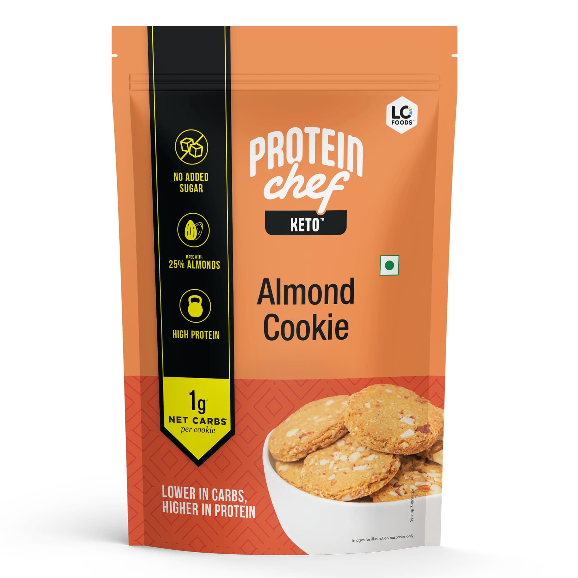 Lo! Foods - Keto Almond Cookies (200g), High Protein, No added sugar, 1.2g net carbs per cookie, Lower in Carbs, Higher in protein