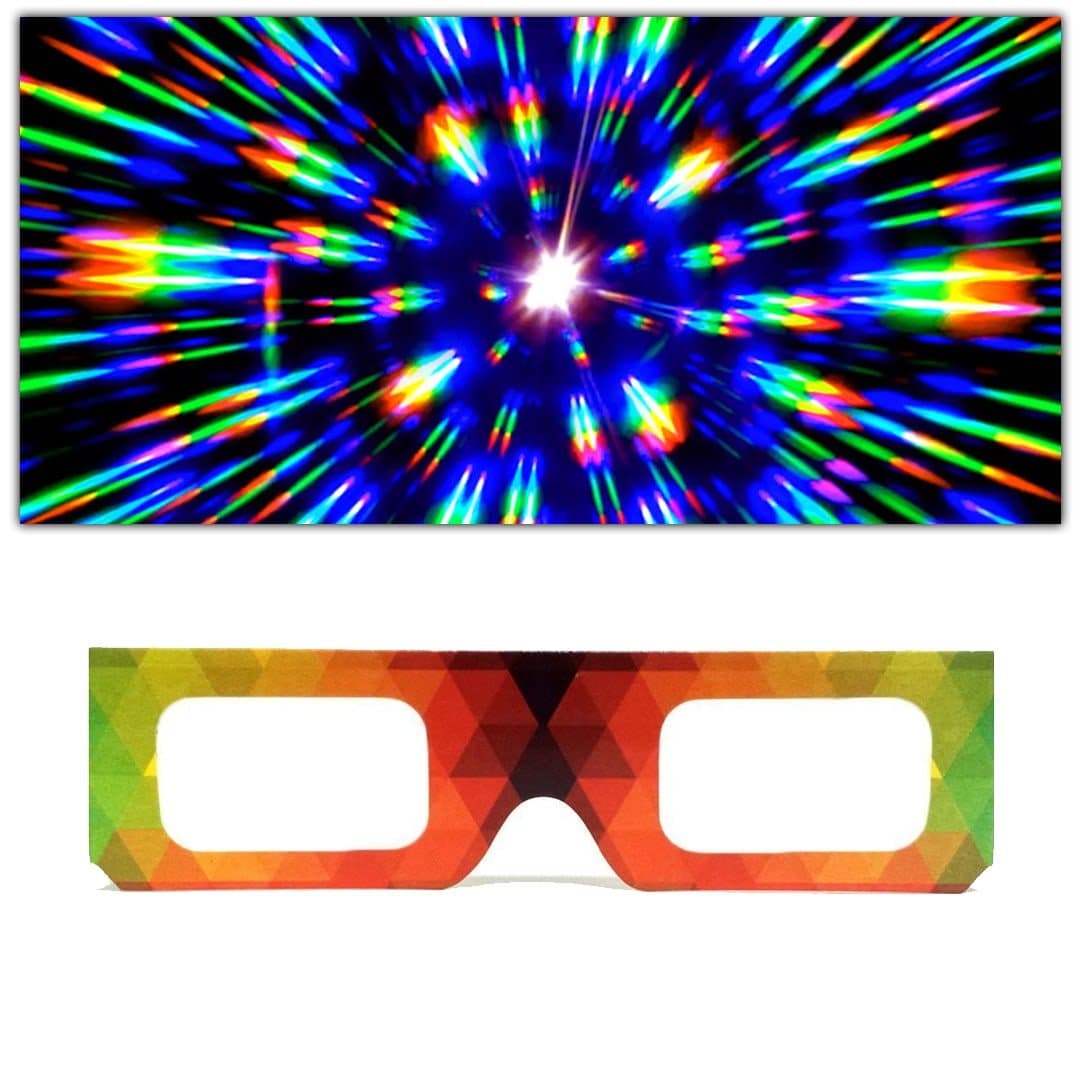 GloFX Paper Cardboard Diffraction Glasses – Geometric Rainbow (10 Pack) Unique Party Favors for Kids