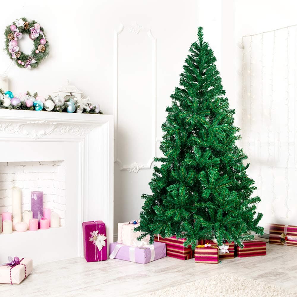 La fete 6FT Unlit Artificial Christmas Tree Xmas Pine Tree w/650 Branch Heads Lightweight, Easy to Assemble with Christmas Tree Stand Perfect for Indoor Holiday Decoration(Green, 6 FT)