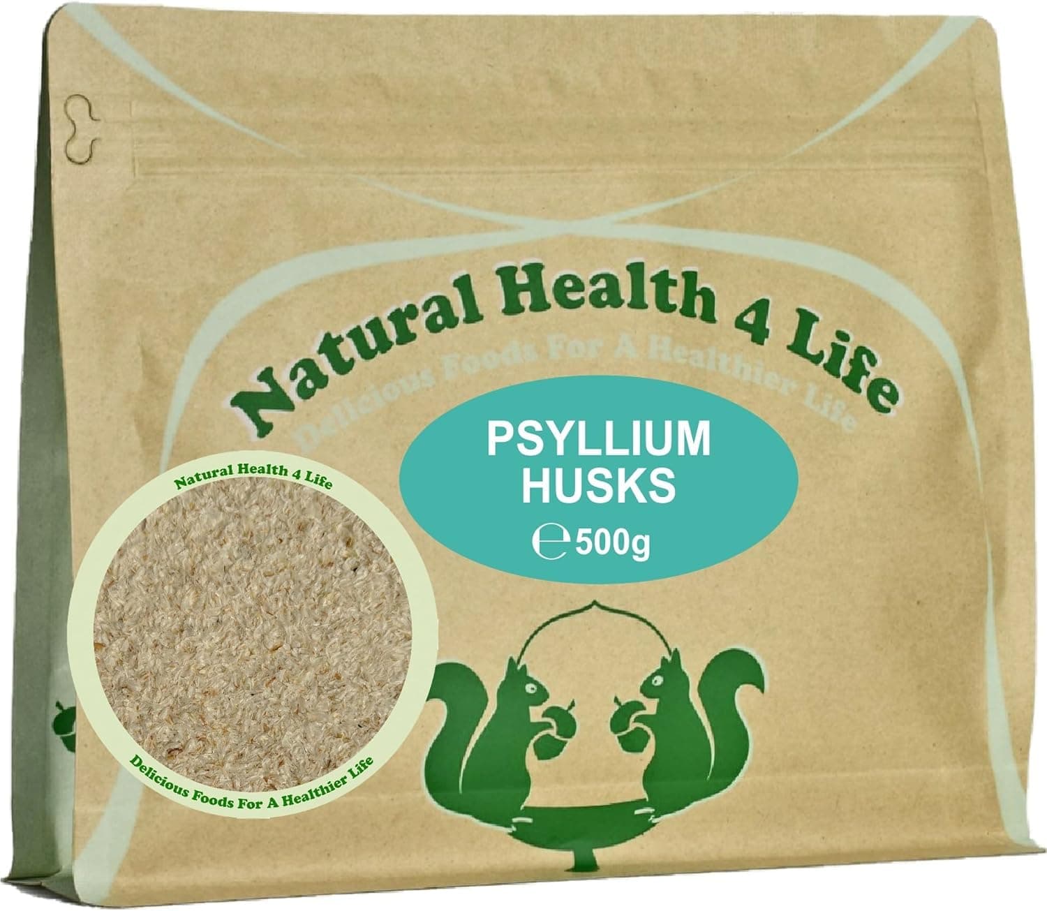 Vegetable Fibre Psyllium Husks 500 g (1 Pouch with scoop)