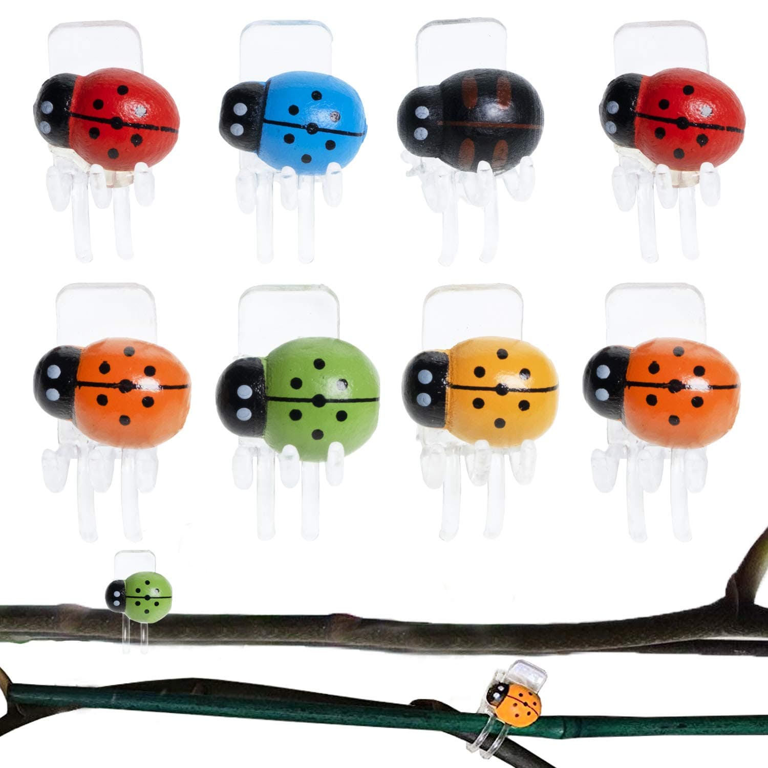BEADNOVA Orchid Clips 30Pcs Ladybug Plant Clips Orchid Support Clips Vine Clips Plant Clips for Support Flower Orchid Vine (Mix Color, 30PCS)
