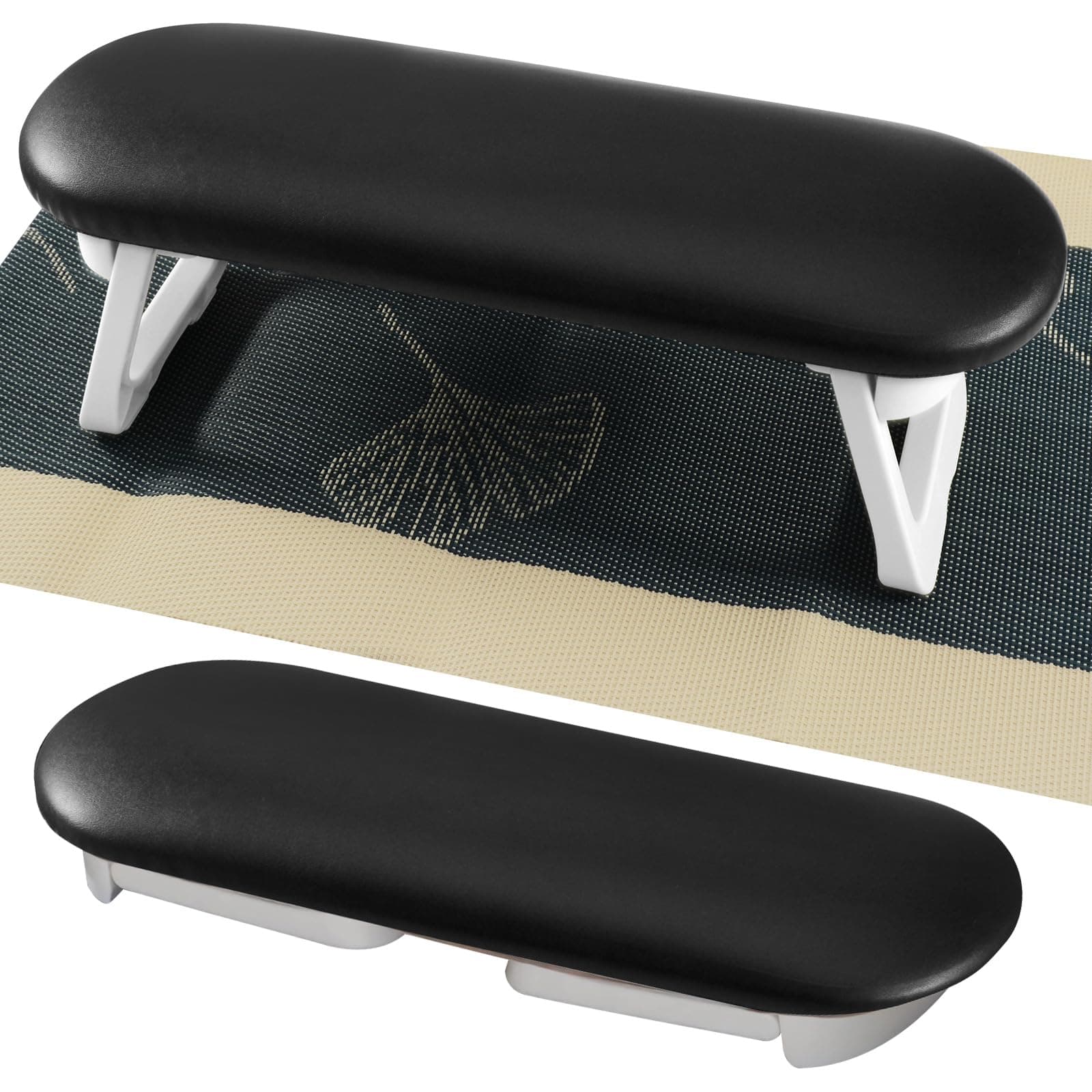 Diesisa Nail Arm Rest, Foldable PU Leather Nail Hand Rest For Nails Tech with Soft Table Mat, Soft Hand Rest for Acrylic Nails/Nail Hand Pillow for Manicure Salon Use-black