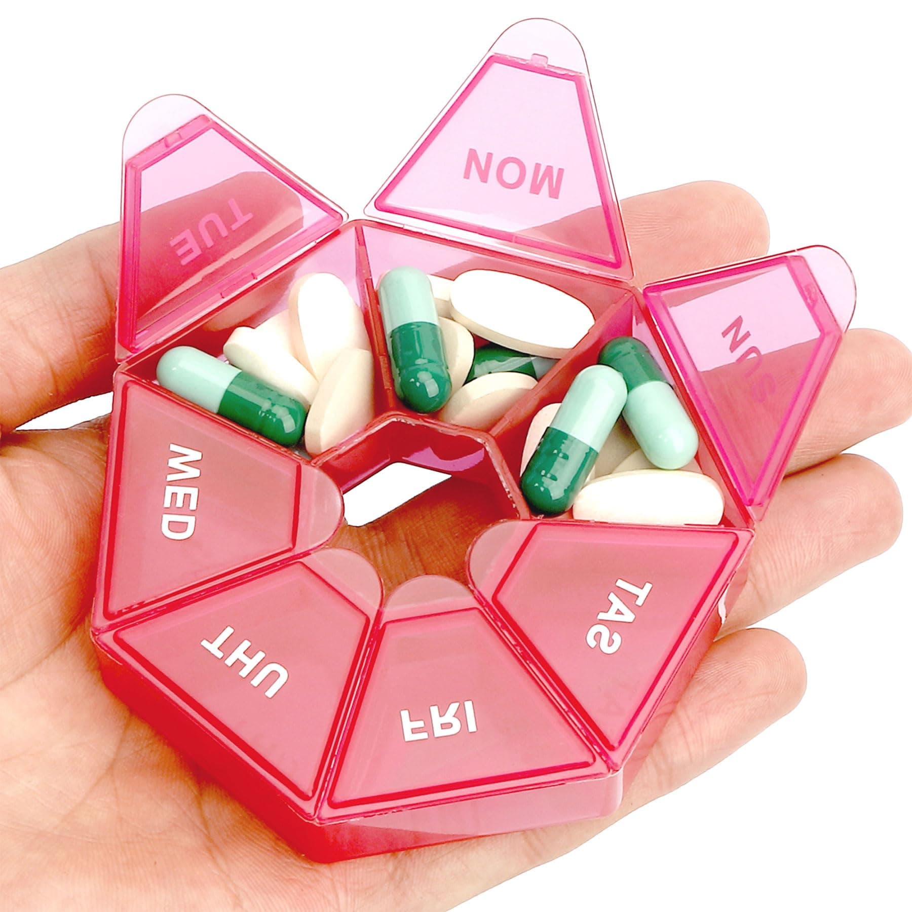 Weekly Pill Organizer Pill Case 7 Day Travel Pill Dispenser 7 Day Travel Pill Container 7 Day Pilulier 7 Jours Vitamin Organizer Medicine Box