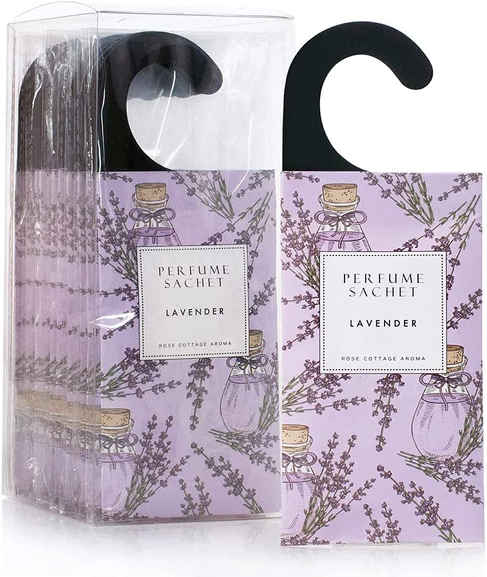 Rose Cottage 12Packs Lavender Closet Smell Fresheners Sachets Hanging Air Freshener Deodorizer Potpourri Bags for Drawers and Closets