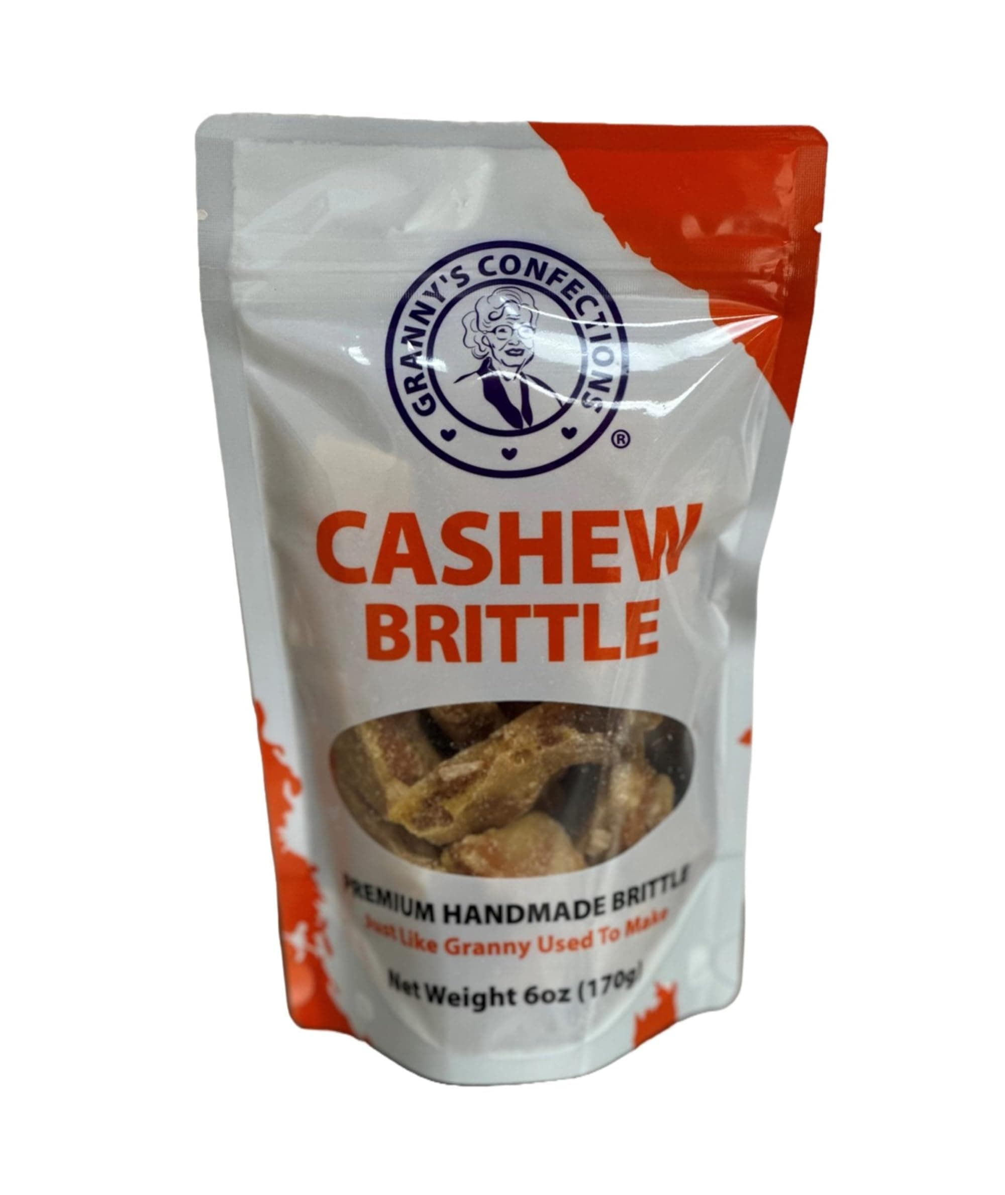 Granny's Confections Old-Fashioned Cashew Brittle - 6oz Bag - Premium Gourmet Candy