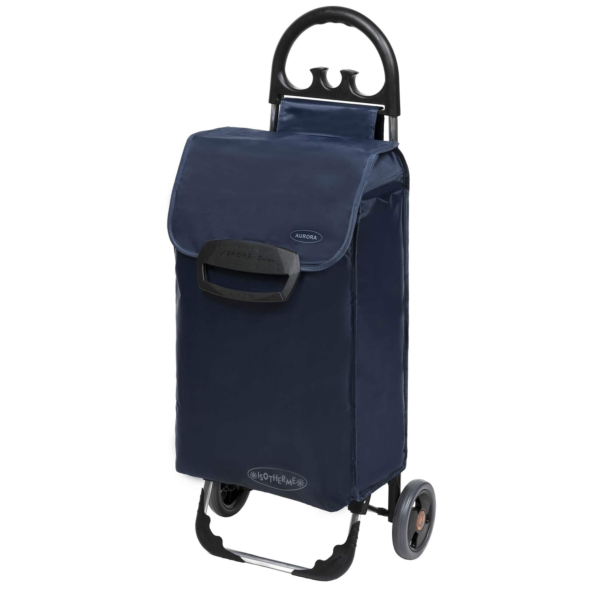Shopping trolley, ETY in blue, folding trolley only 1.5 kg, shopping trolley with quiet wheels and large cooling compartment, shopping scooter with 50 L to 30 kg loadable.